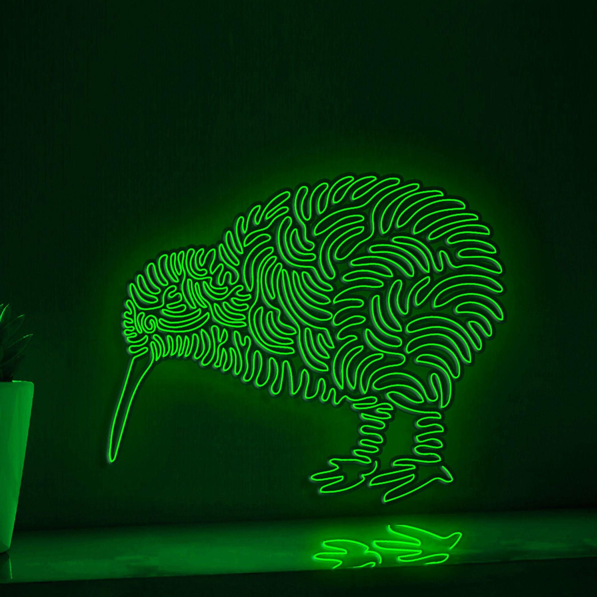 Kiwi One Line EL Wire Neon Sign - Flightless Bird Wall Art Decor - myneonup