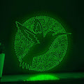 Hummingbird One Line Art EL Wire Neon Sign - Circle Floral Bird Wall Decor - myneonup