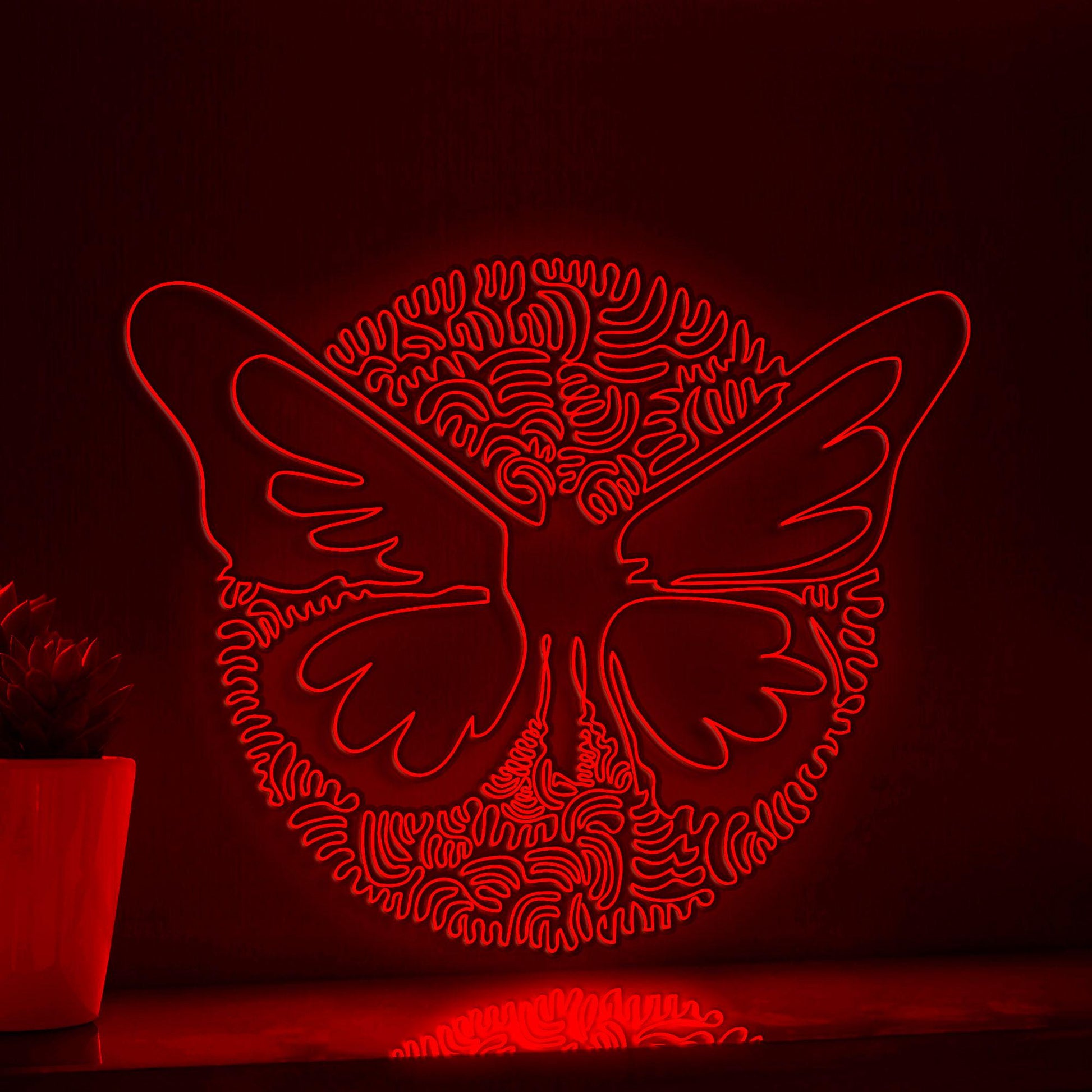 Butterfly One Line Art EL Wire Neon Sign - Floral Wing Circle Wall Decor - myneonup