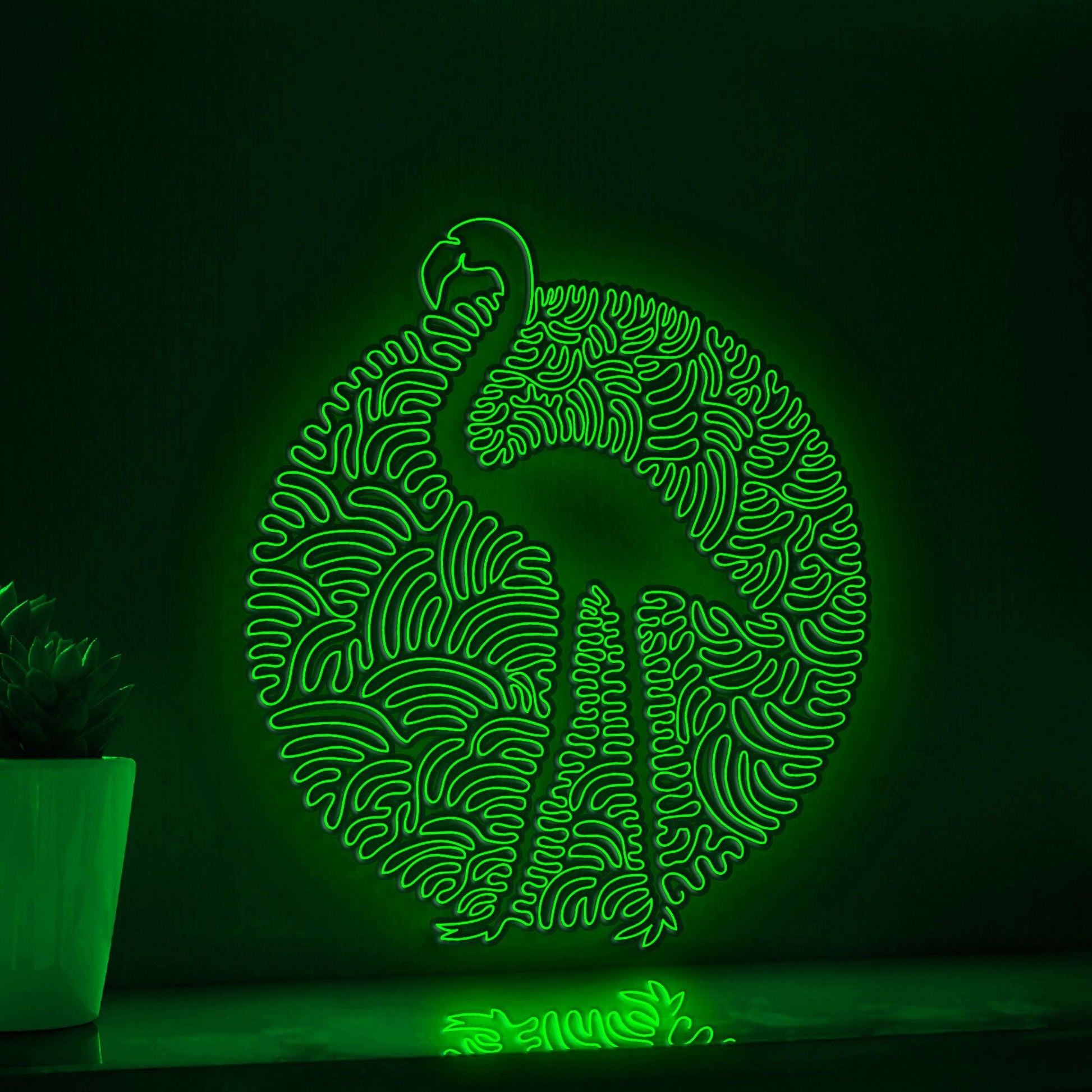 Flamingo One Line Art EL Wire Neon Sign - Minimalist Boho Wall Decor - myneonup