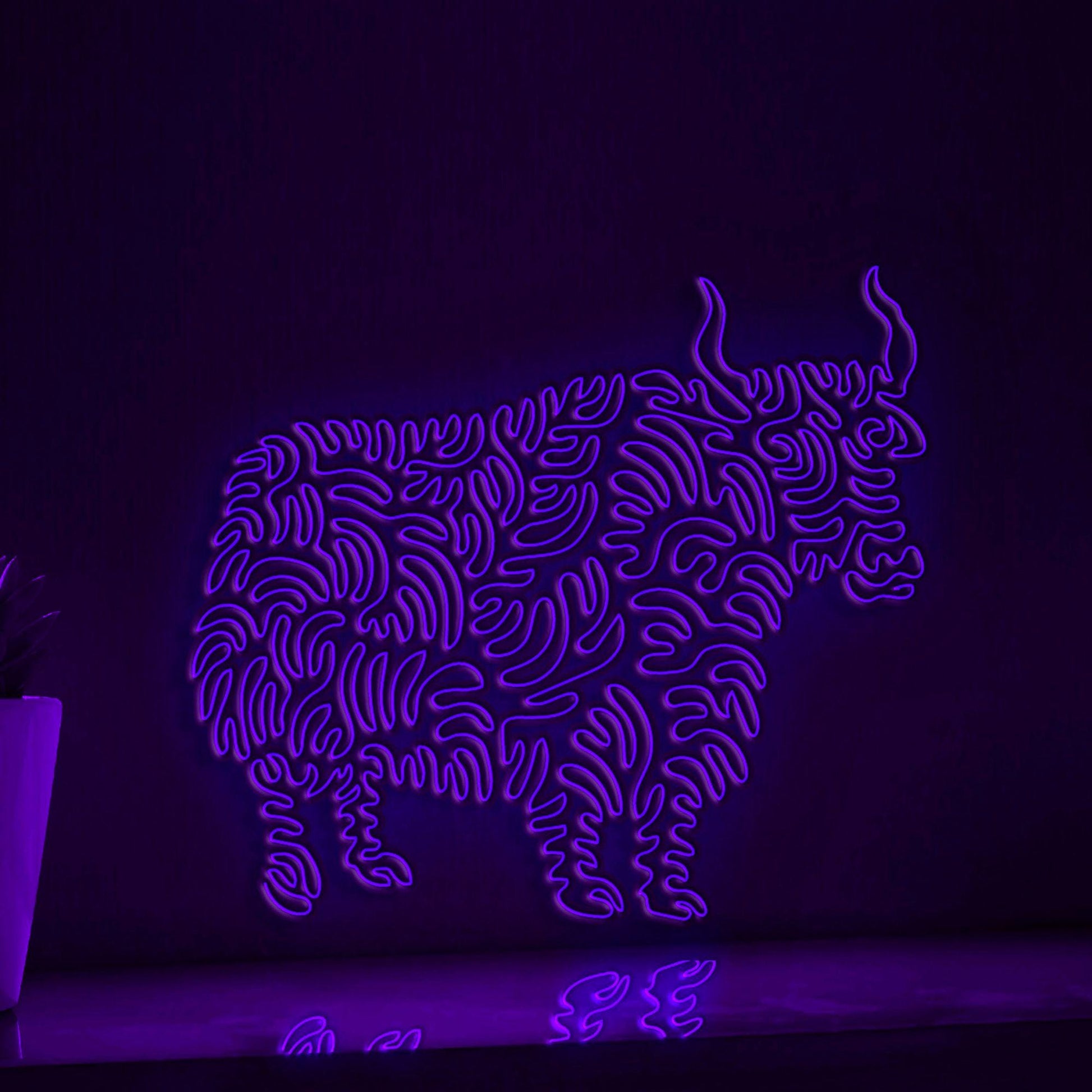 Yak One Line Art EL Wire Neon Sign - Long-Haired Animal Wall Decor - myneonup