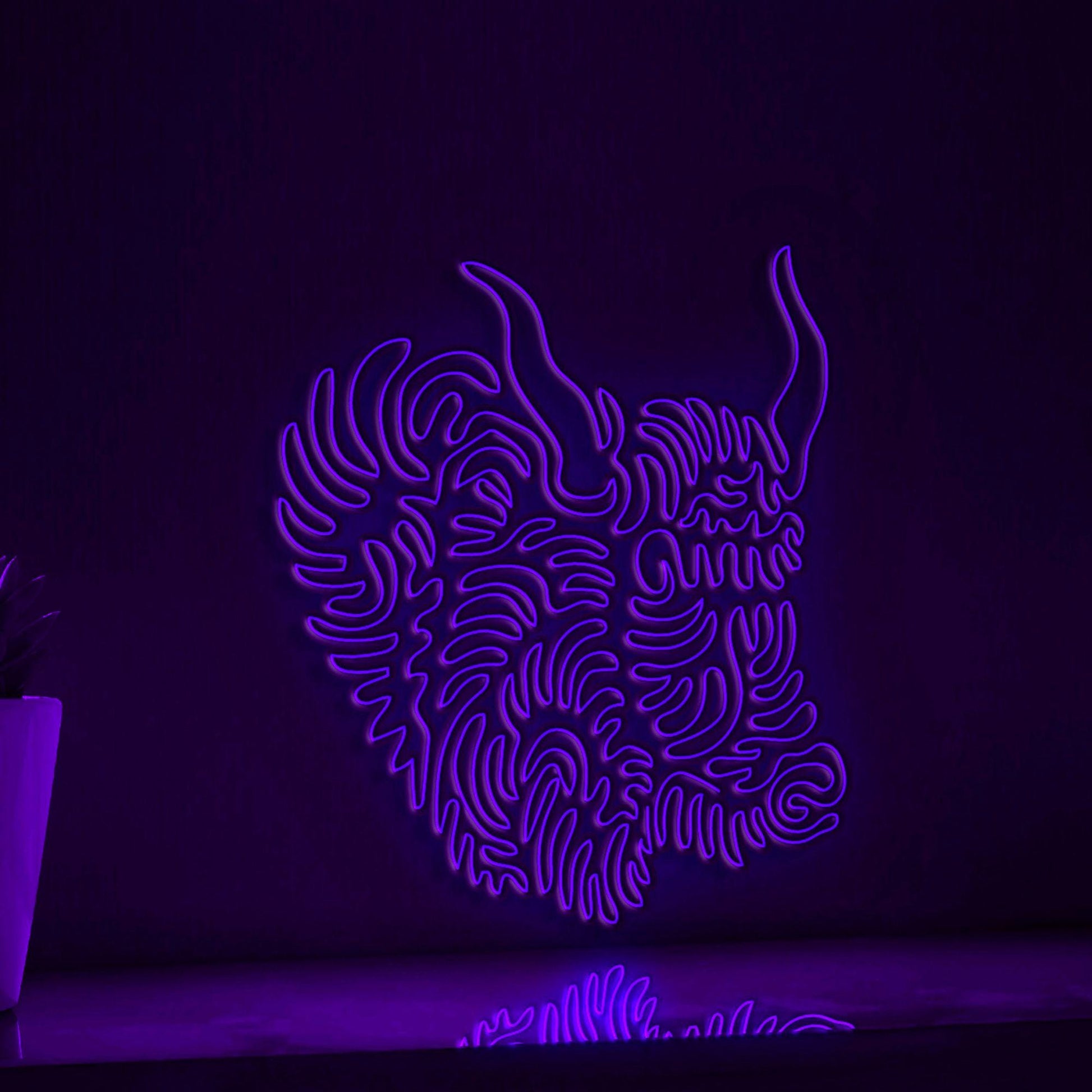 Yak One Line EL Neon - Curved Horns Animal Art - myneonup