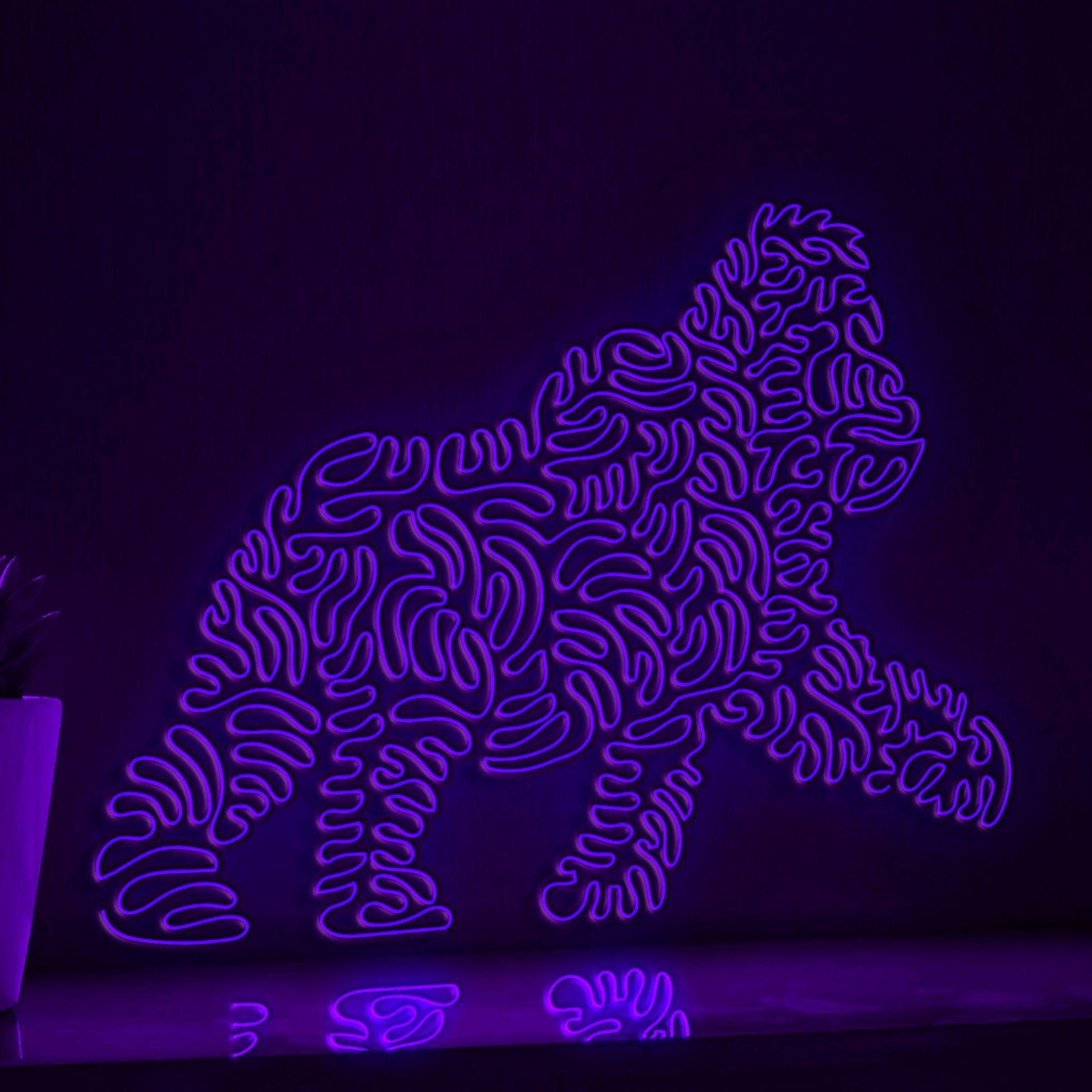 Gorilla One Line EL Wire Neon Sign - Primate Art Wall Decor - myneonup
