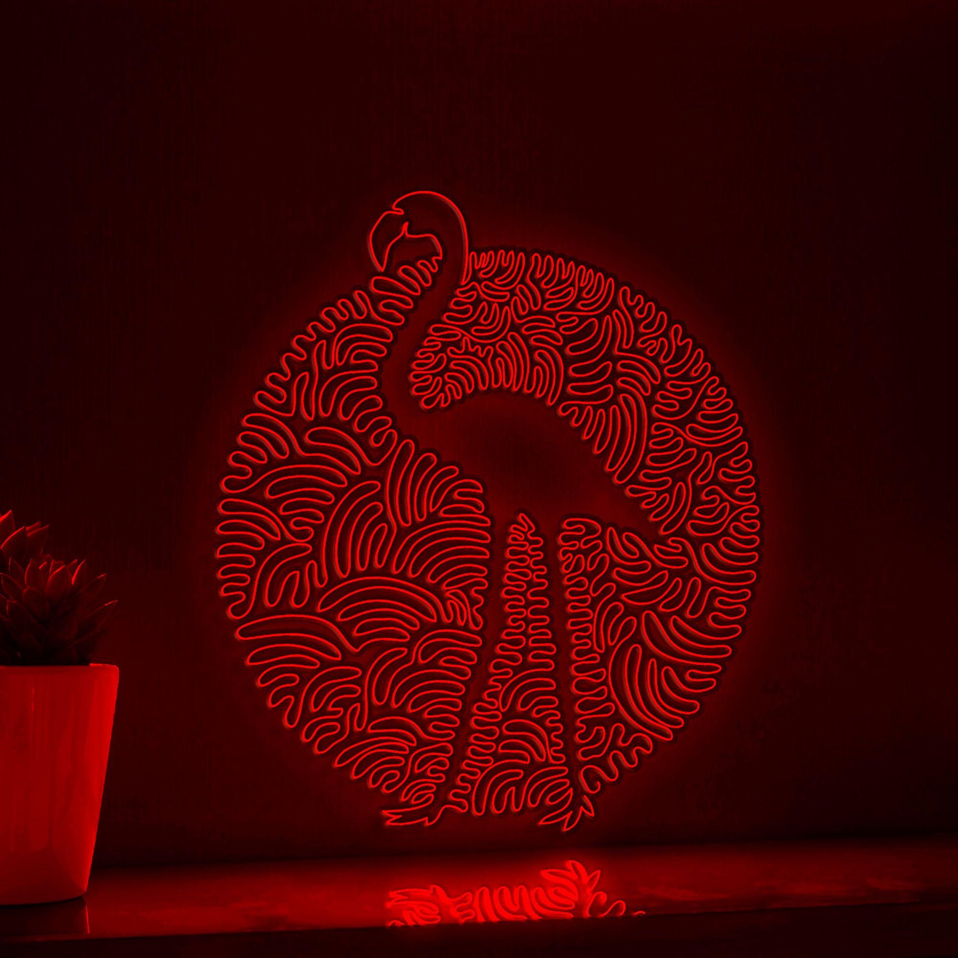 Flamingo One Line Art EL Wire Neon Sign - Minimalist Boho Wall Decor - myneonup
