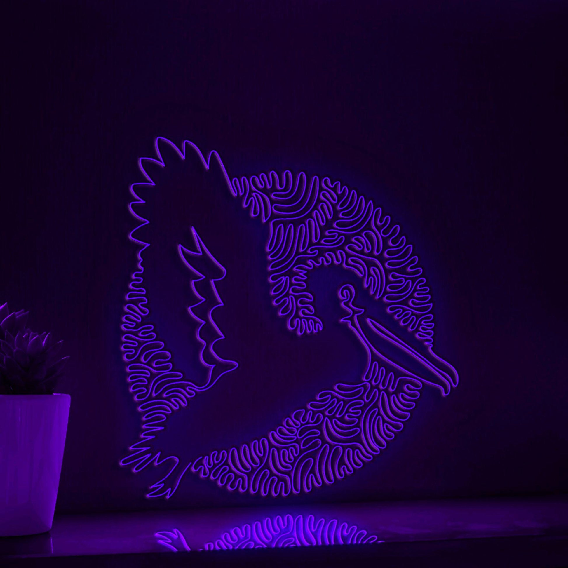 Pelican One Line Neon Sign - Elastic Pouch Bird Wall Art - myneonup
