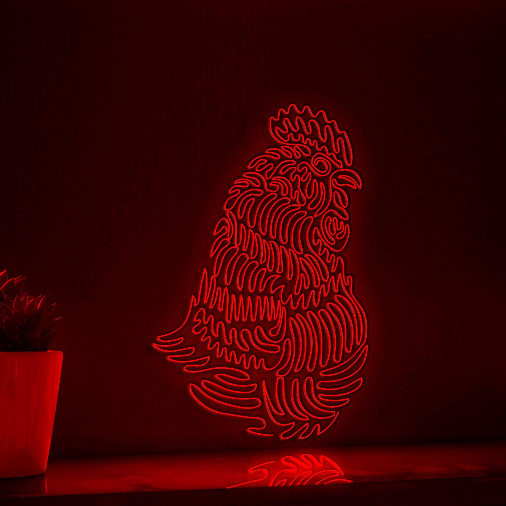 Rooster One Line EL Wire Neon Sign - Feathered Boho Wall Decor - myneonup