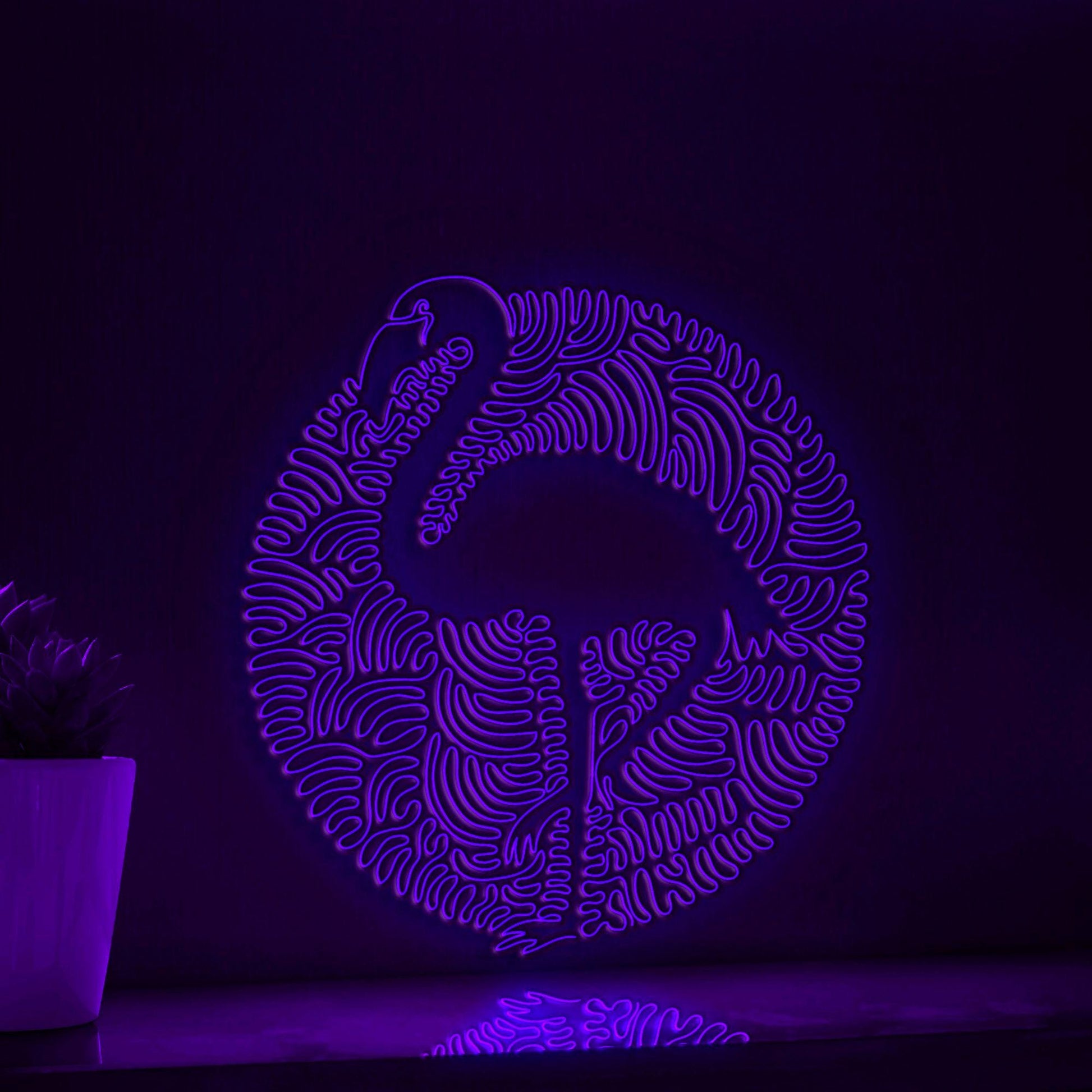 Flamingo Continuous Line EL Wire Neon Sign - Boho Abstract Wall Art Decor - myneonup