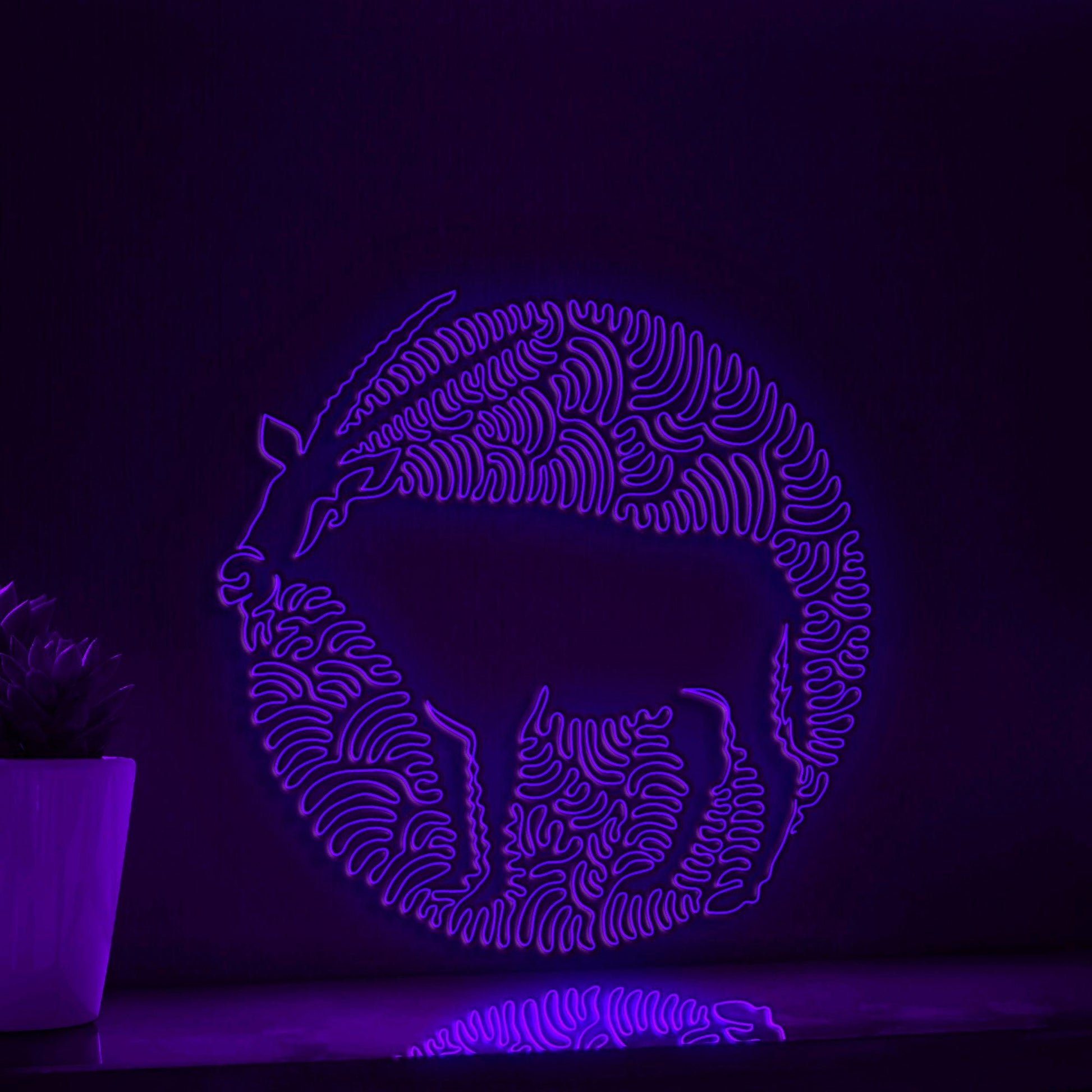 Oryx One Line Art EL Wire Neon Sign - Desert Antelope Circle Wall Decor - myneonup