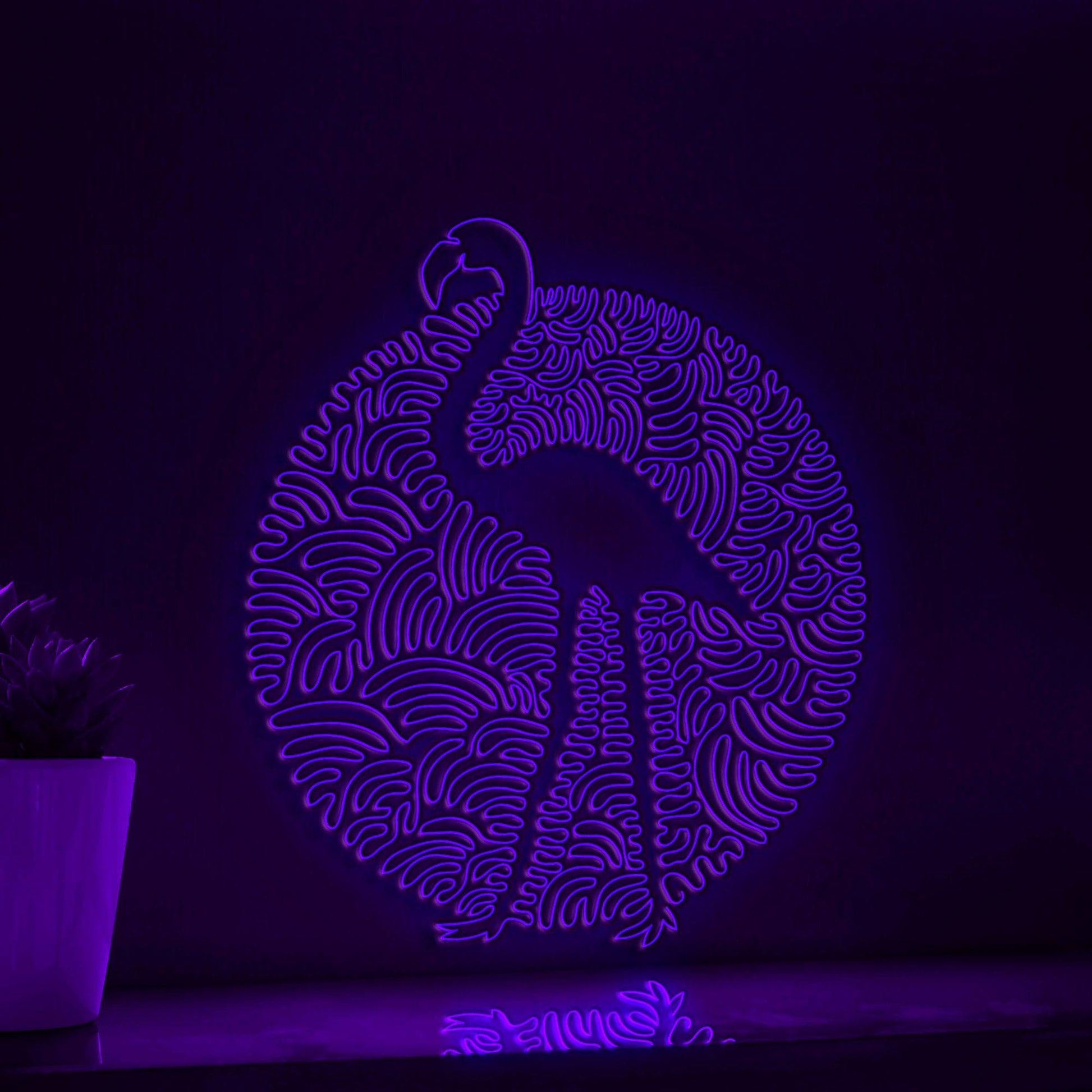 Flamingo One Line Art EL Wire Neon Sign - Minimalist Boho Wall Decor - myneonup