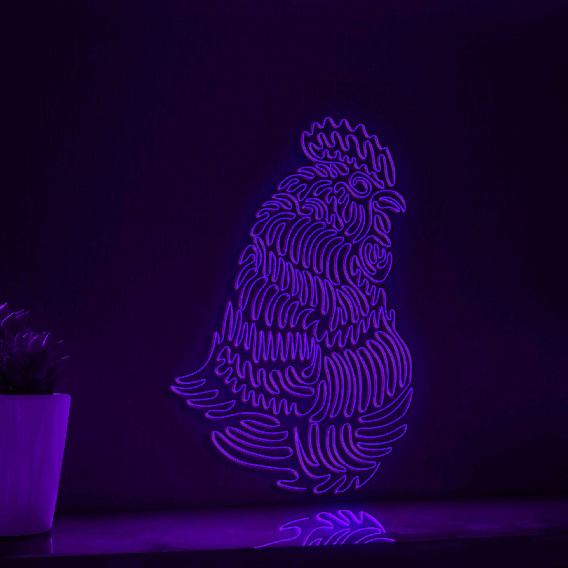 Rooster One Line EL Wire Neon Sign - Feathered Boho Wall Decor - myneonup