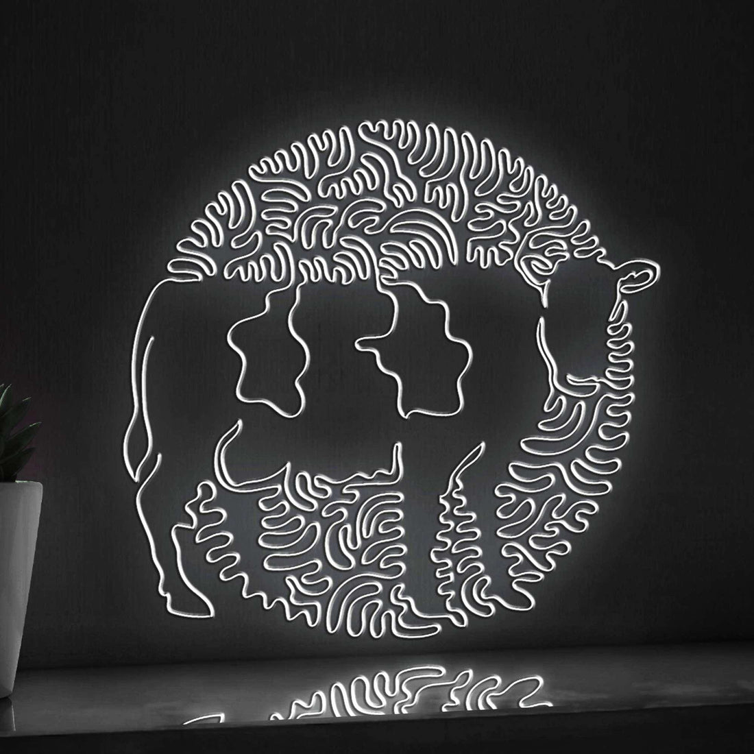 Cow One Line EL Wire Neon Sign - Farm Animal Minimalist Art - myneonup