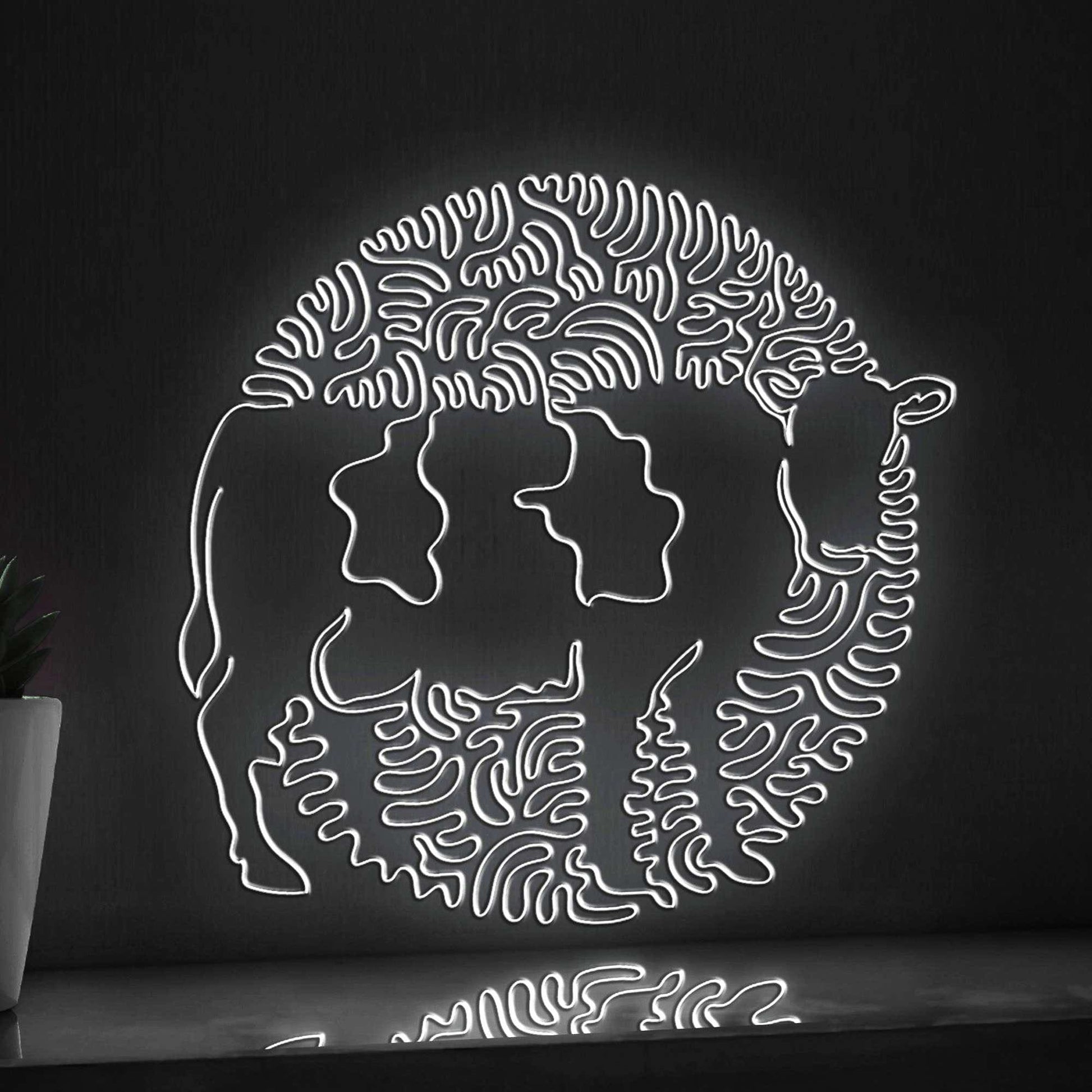 Cow One Line EL Wire Neon Sign - Farm Animal Minimalist Art - myneonup