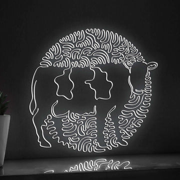 Cow One Line EL Wire Neon Sign - Farm Animal Minimalist Art - myneonup