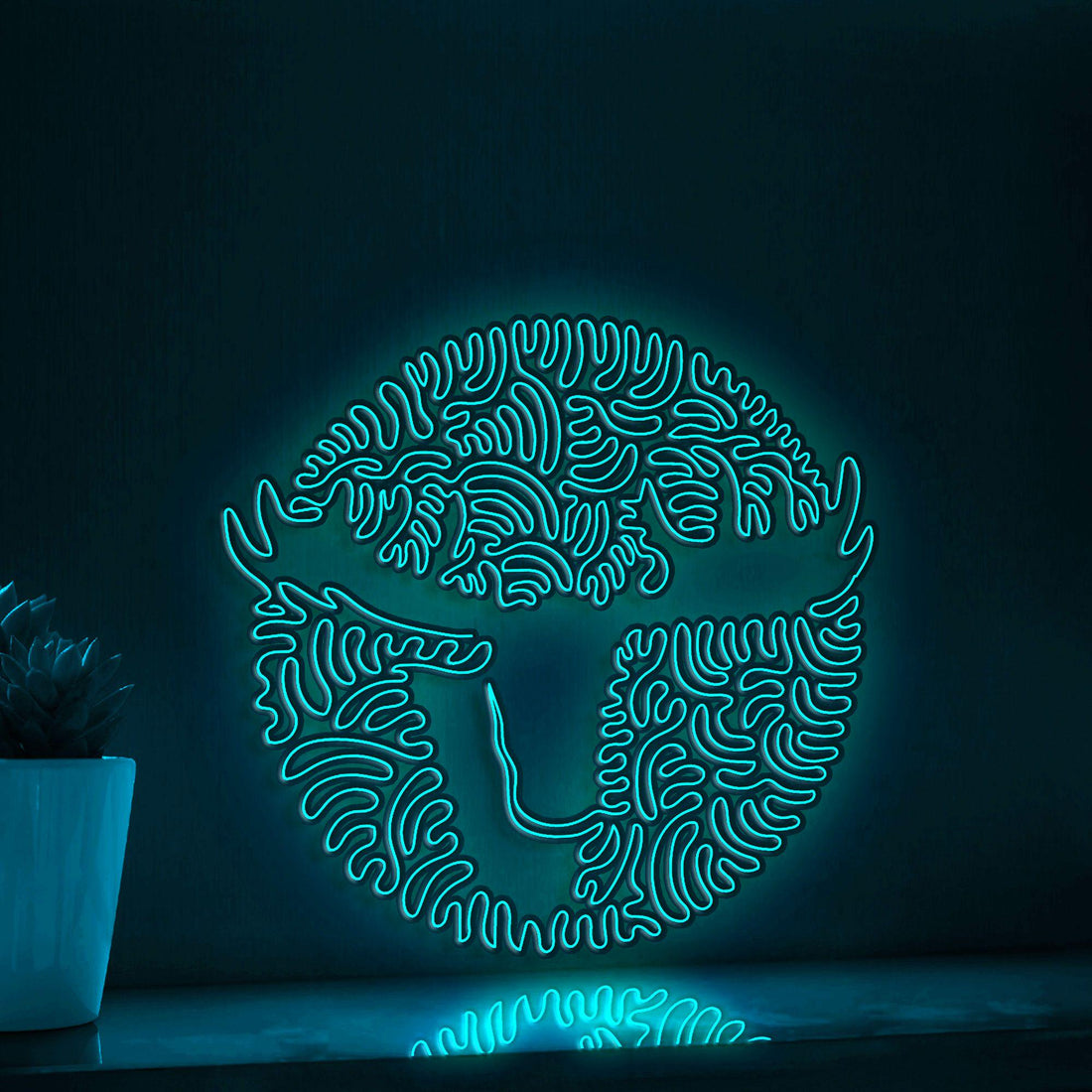 Moose Antlers One Line EL Neon - Forest Animal Wall Art Decor - myneonup