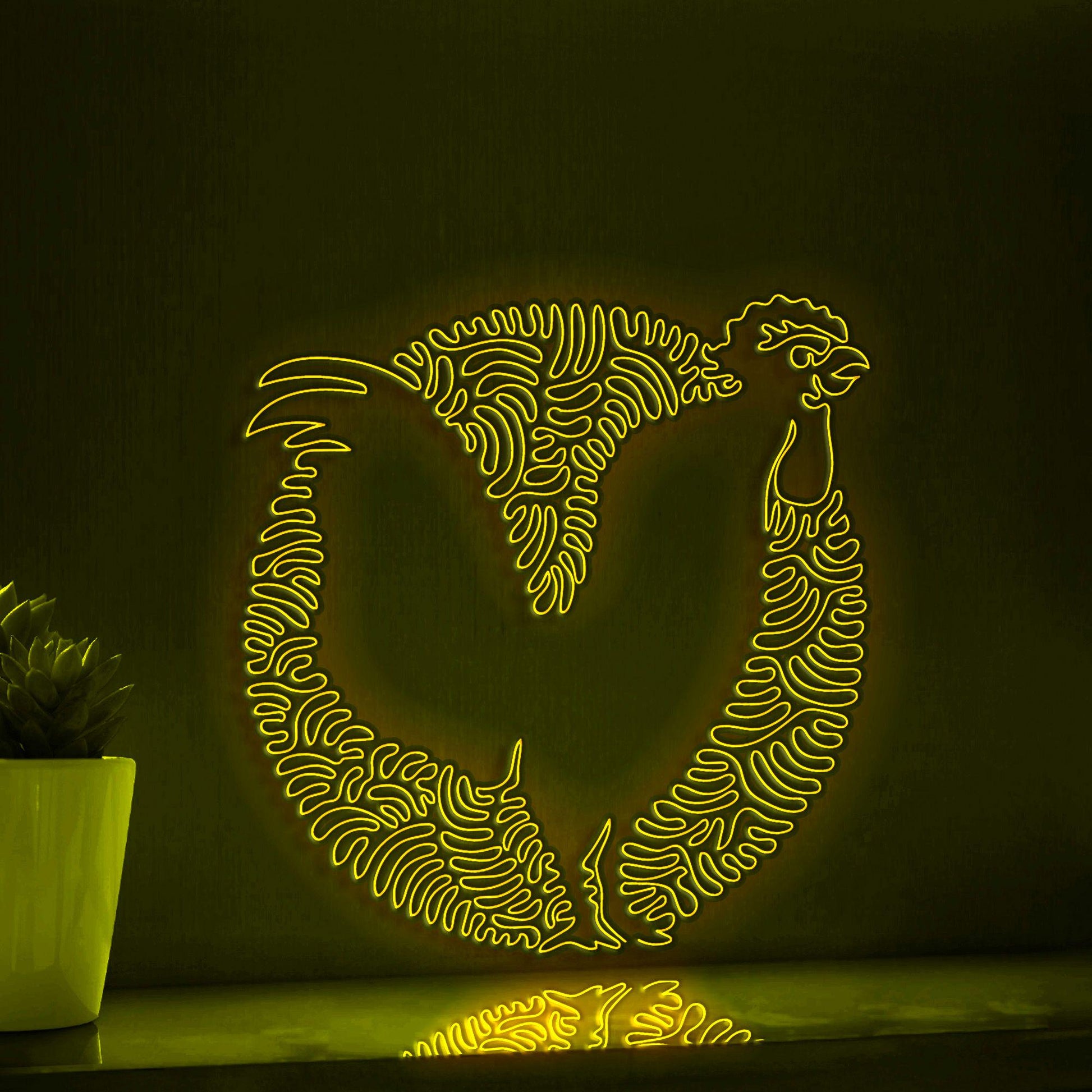 Rooster One Line Art EL Wire Neon Sign 2 - Farm Bird Boho Wall Decor - myneonup