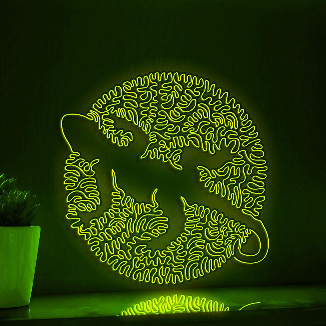 Lizard One Line Art EL Wire Neon Sign - Circle Abstract Reptile Wall Decor - myneonup