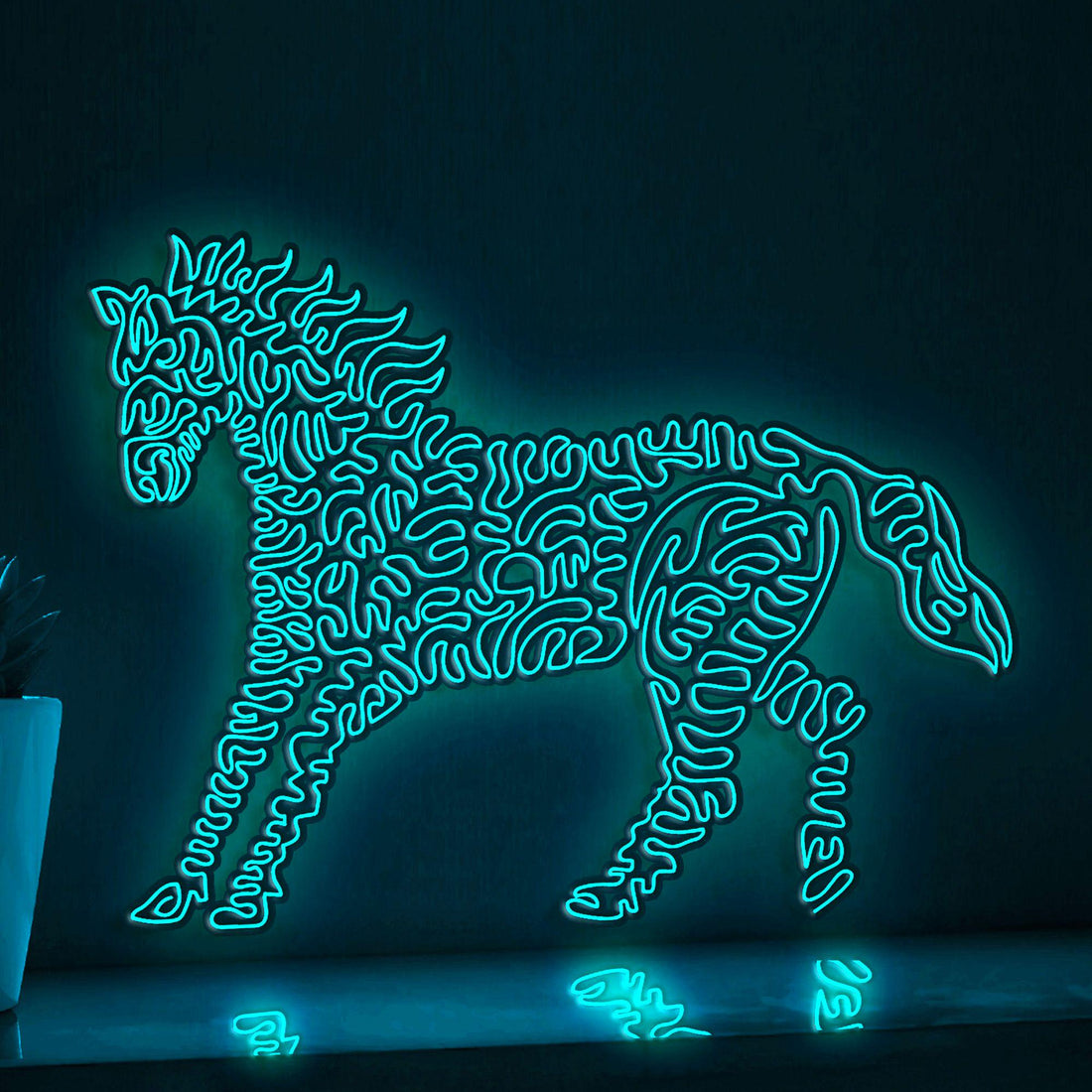 Horse One Line EL Neon - Running Stallion Wall Decor - myneonup