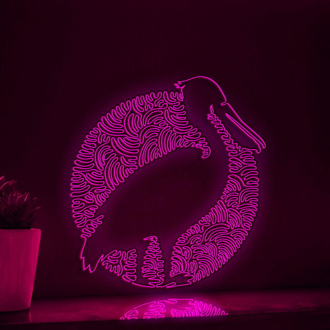 Pelican One Line Neon Sign - Circle Abstract Bird Wall Art Decor - myneonup