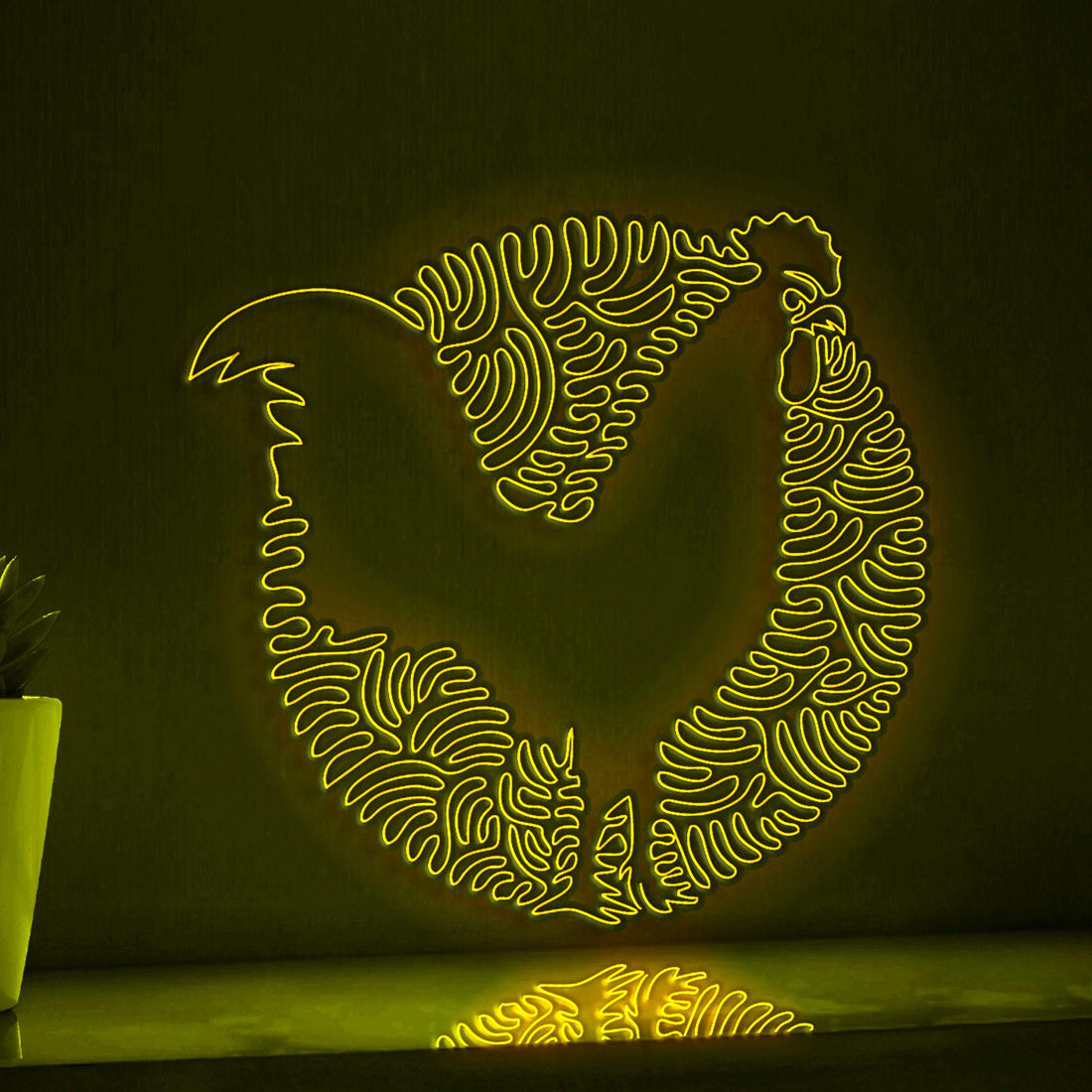 Rooster One Line Art EL Wire Neon Sign 1 - Farm Bird Boho Wall Decor - myneonup