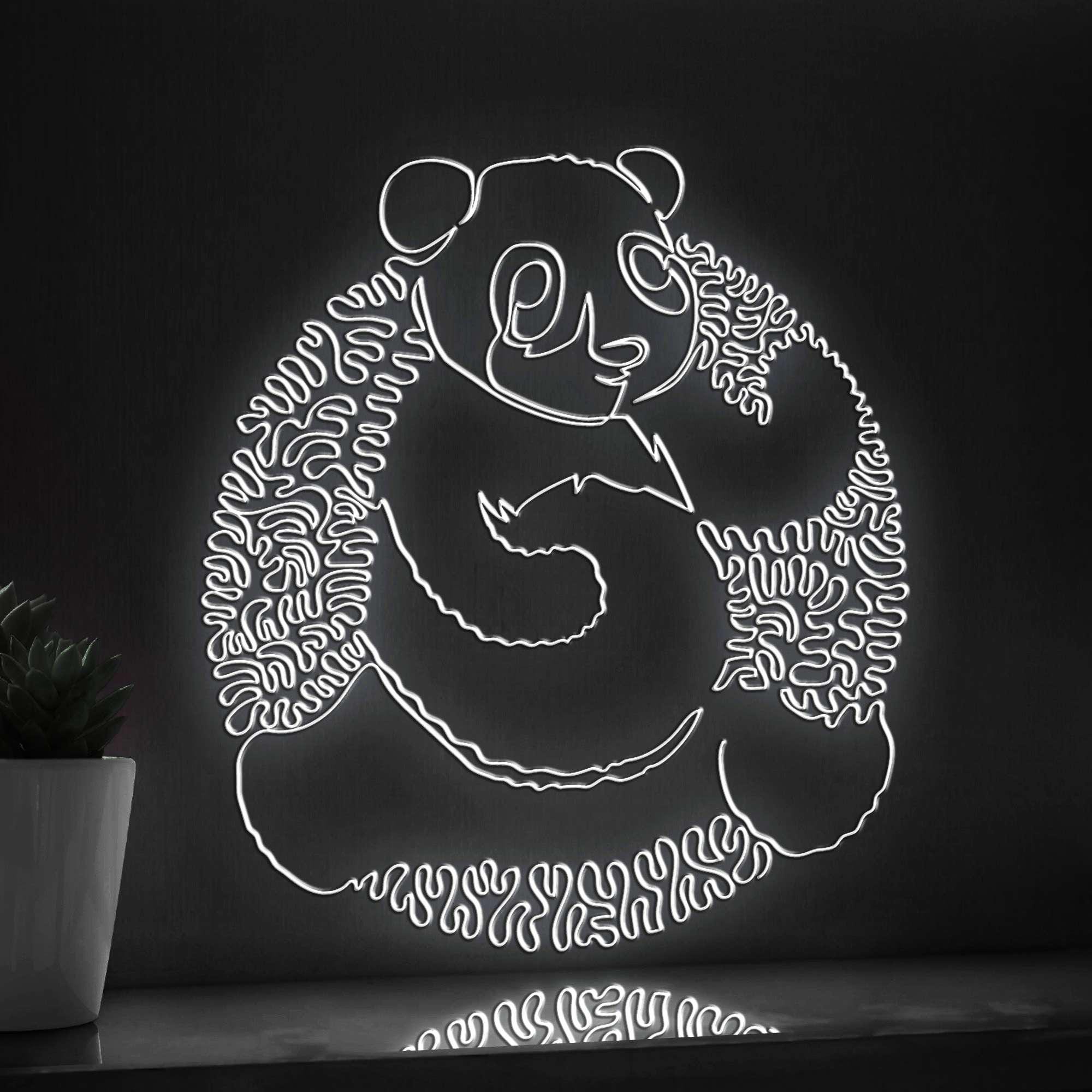 Panda One Line EL Wire Neon Sign - Bamboo Lover Wall Art - myneonup