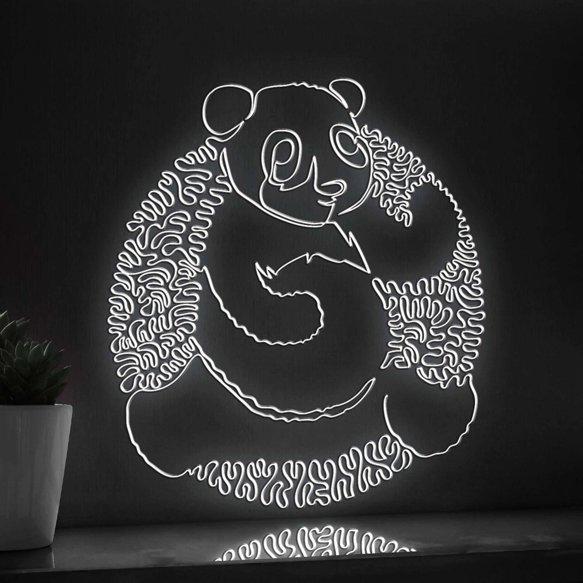 Panda One Line EL Wire Neon Sign - Bamboo Lover Wall Art - myneonup
