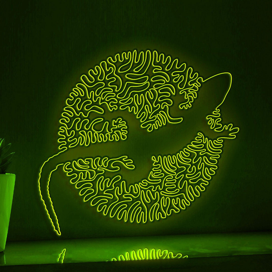 Lizard One Line Art EL Wire Neon Sign - Abstract Reptile Wall Decor - myneonup