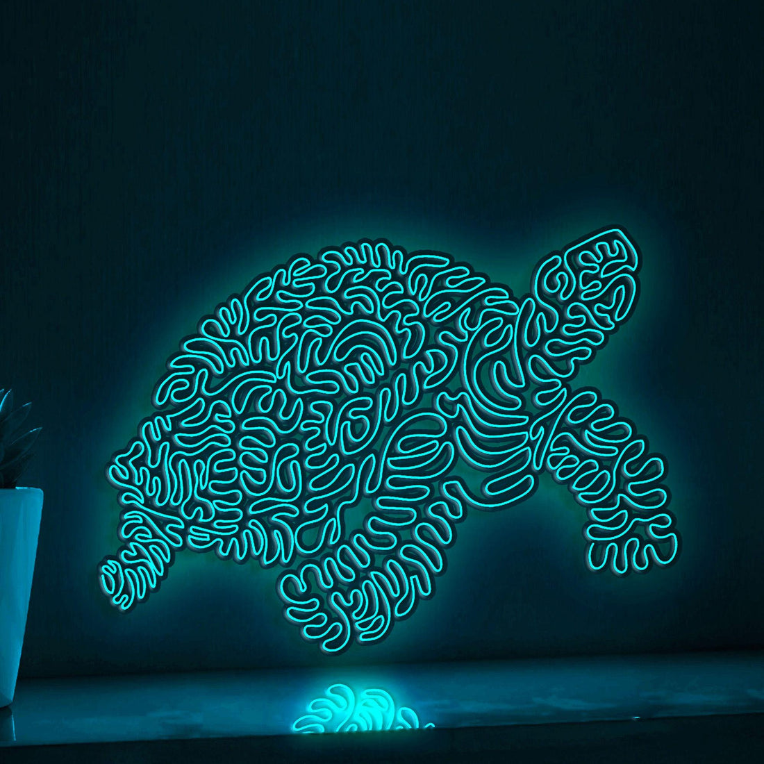 Tortoise One Line Neon Sign - Rounded Shell Wall Art Decor - myneonup