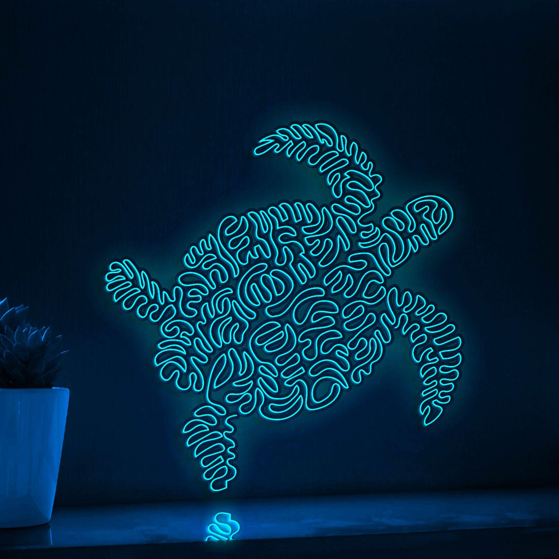 Turtle One Line Art EL Wire Neon Sign - Ocean Minimalist Wall Decor - myneonup