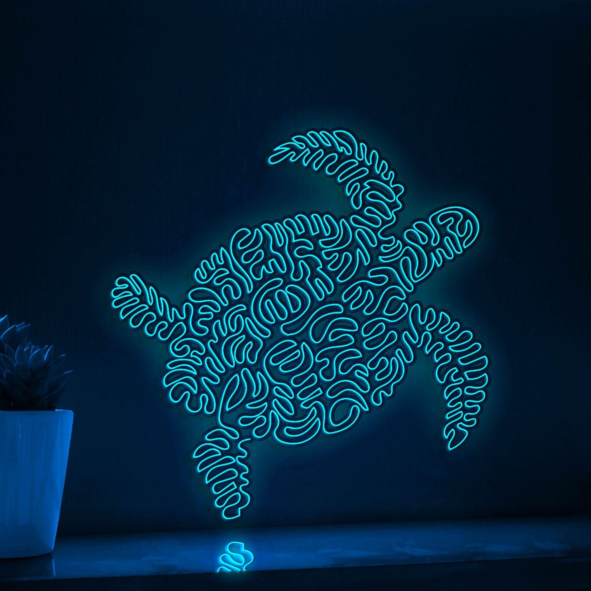 Turtle One Line Art EL Wire Neon Sign - Ocean Minimalist Wall Decor - myneonup