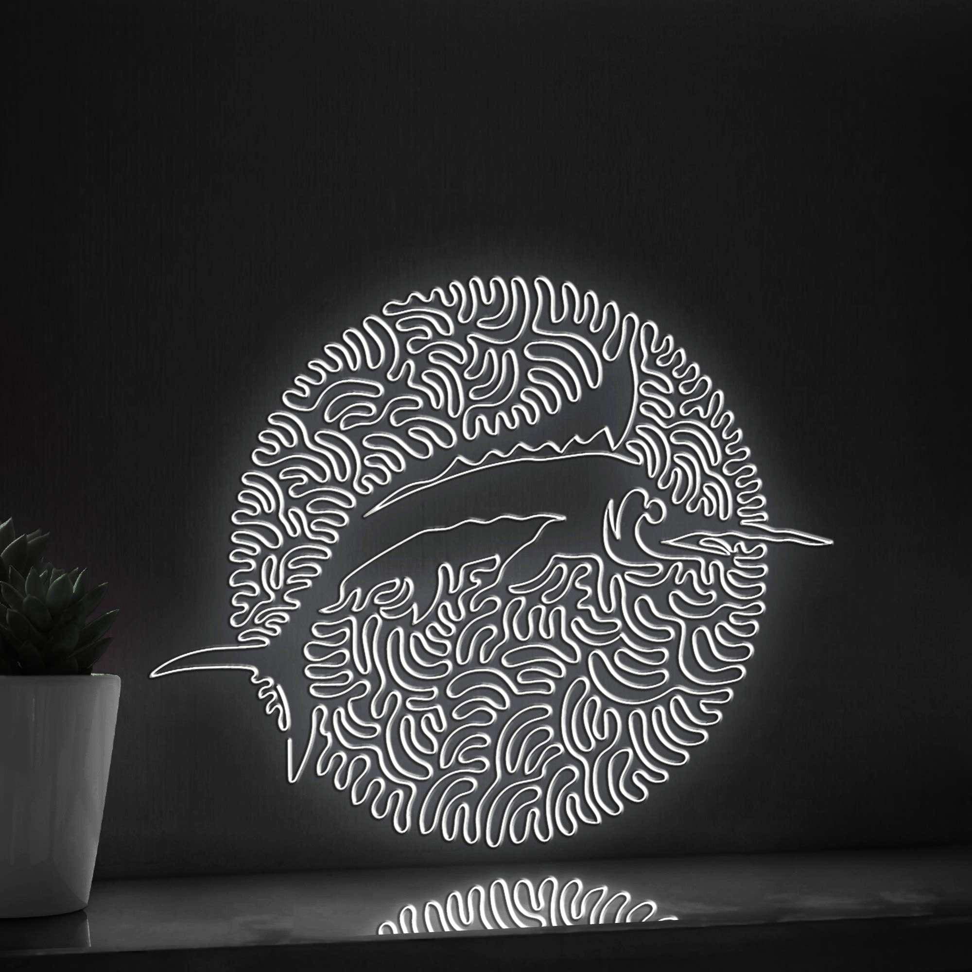 Marlin One Line EL Wire Neon Sign - Ocean Swirl Fish Wall Art - myneonup