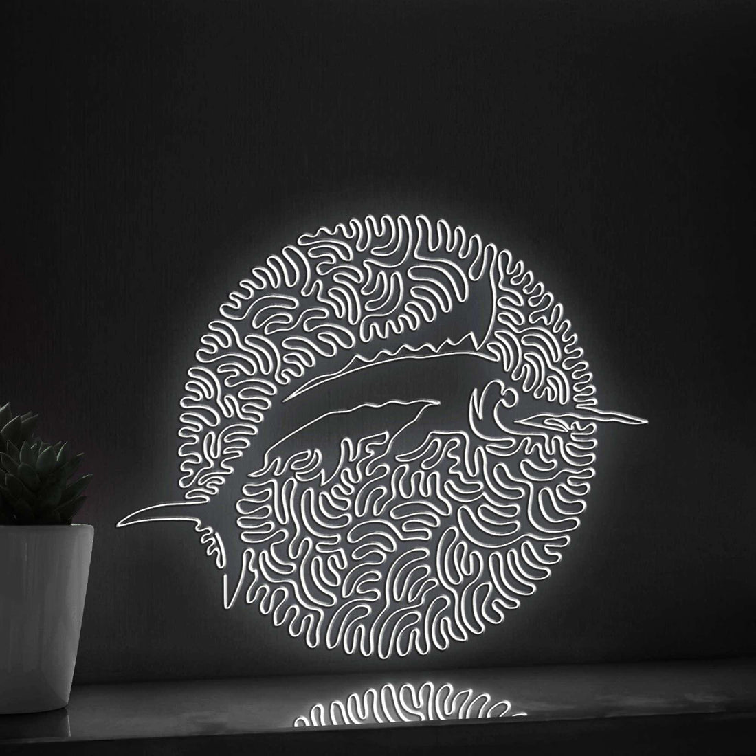 Marlin One Line EL Wire Neon Sign - Ocean Swirl Fish Wall Art - myneonup