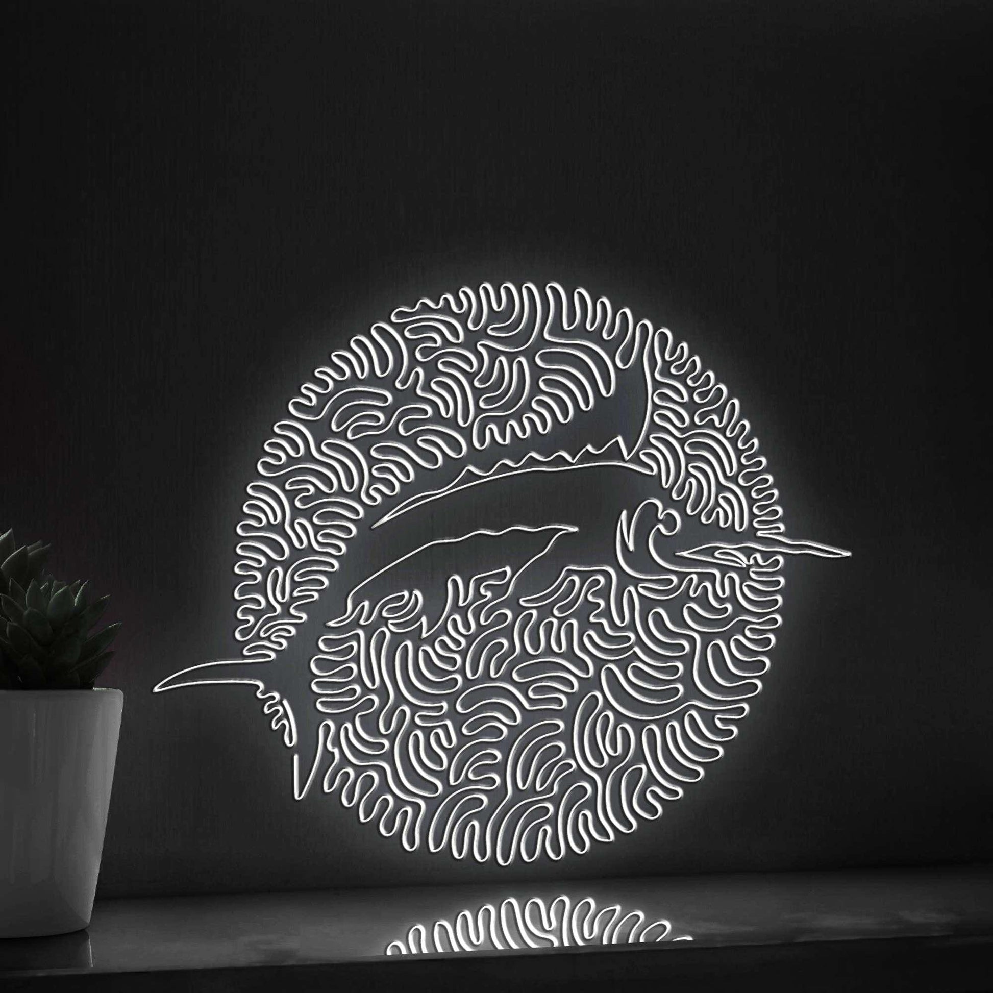 Marlin One Line EL Wire Neon Sign - Ocean Swirl Fish Wall Art - myneonup