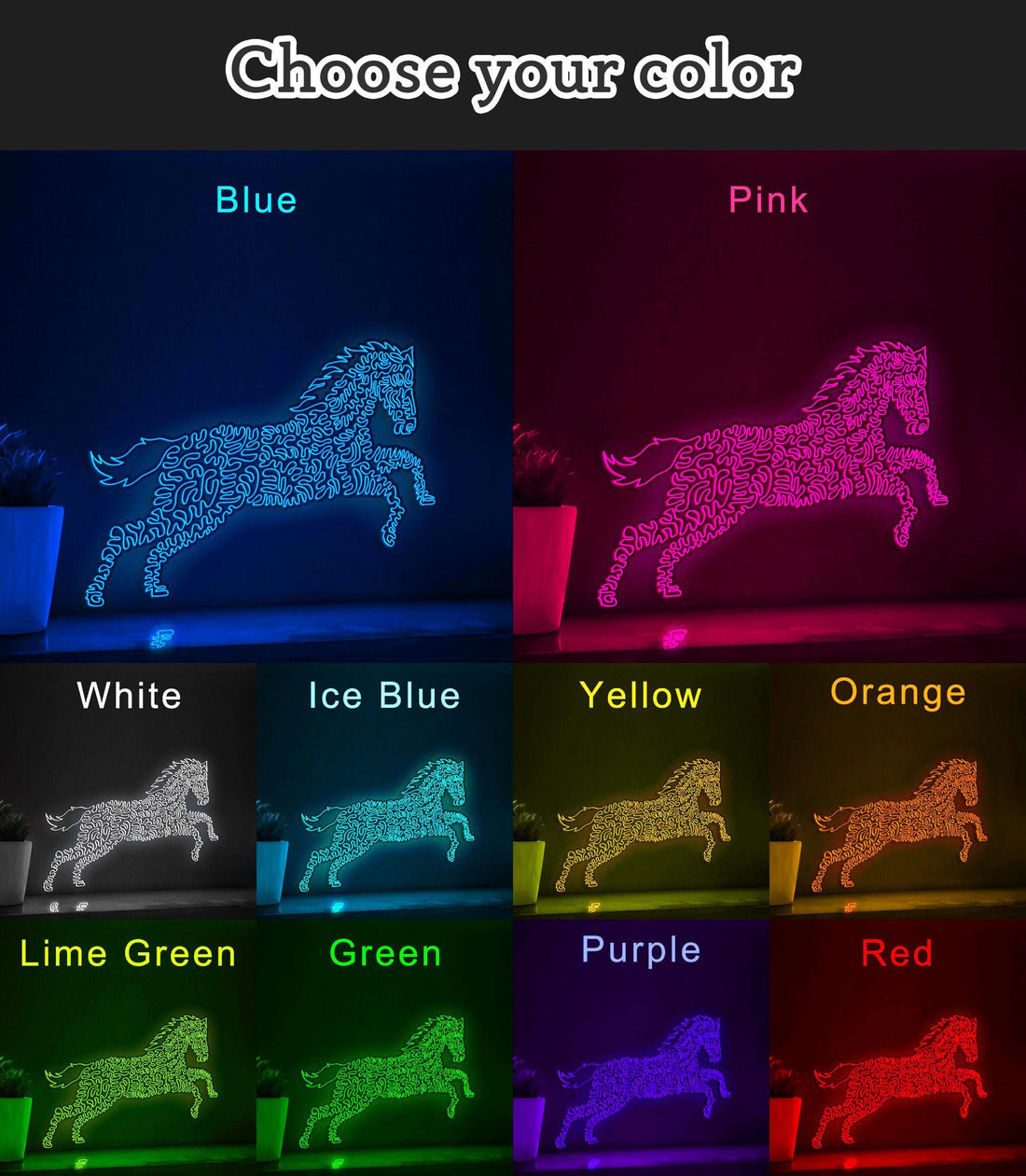 Horse One Line EL Wire Neon Sign - Galloping Equine Wall Art - myneonup