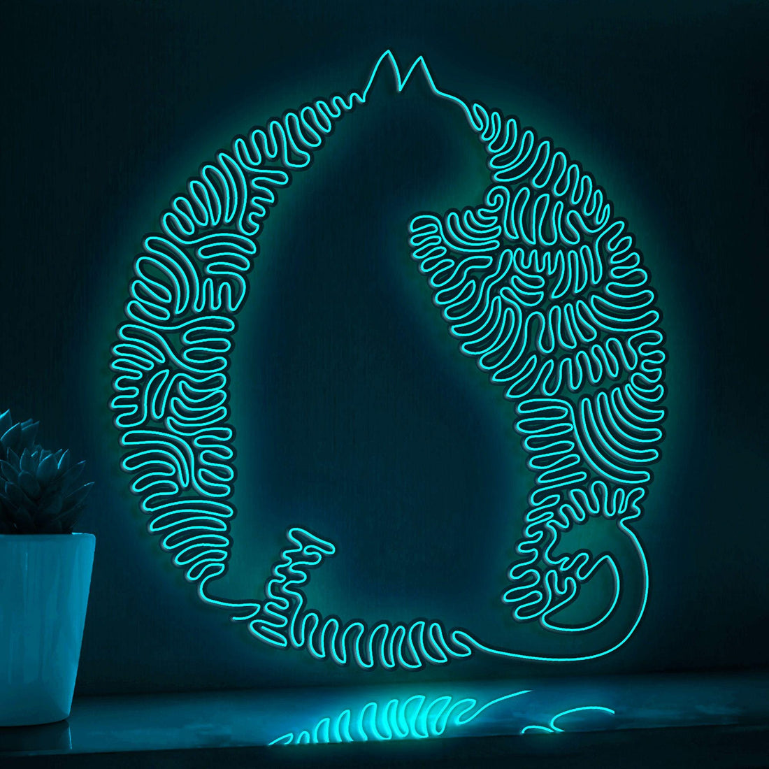 Cat One Line EL Wire Neon Sign - Minimalist Pet Decor - myneonup