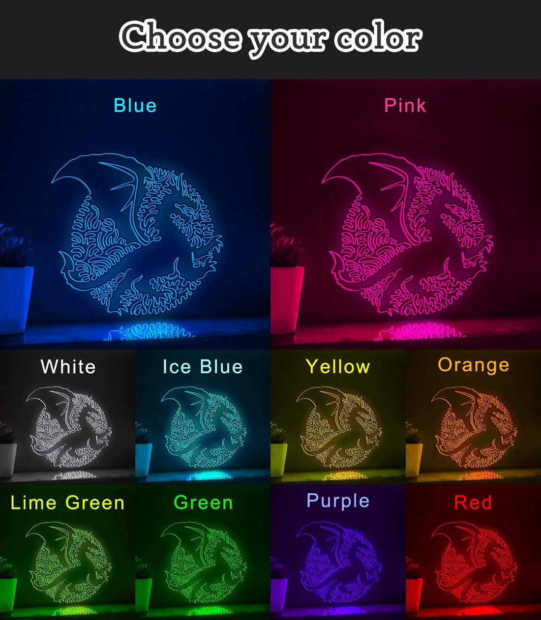 Dragon One Line Art EL Wire Neon Sign - Mythical Creature Decor - myneonup