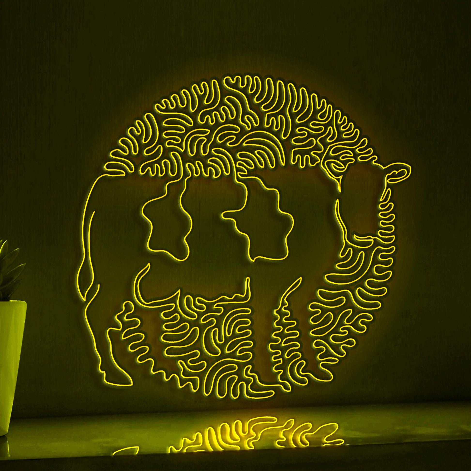 Cow One Line EL Wire Neon Sign - Farm Animal Minimalist Art - myneonup