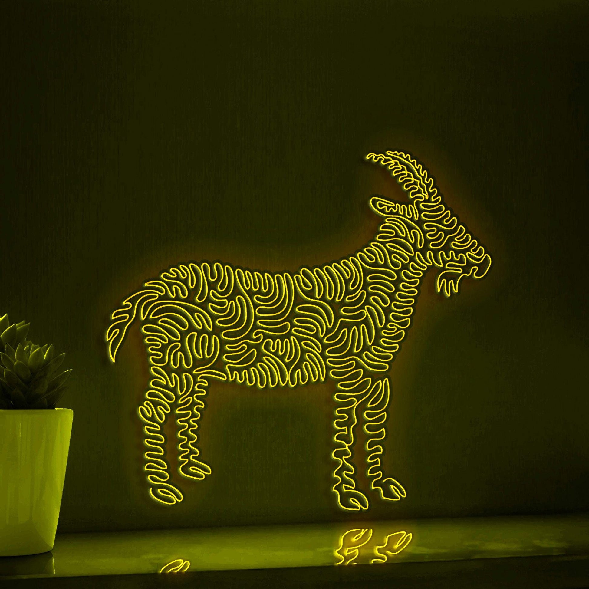 Goat One Line EL Wire Neon Sign - Farm-Raised Animal Decor - myneonup