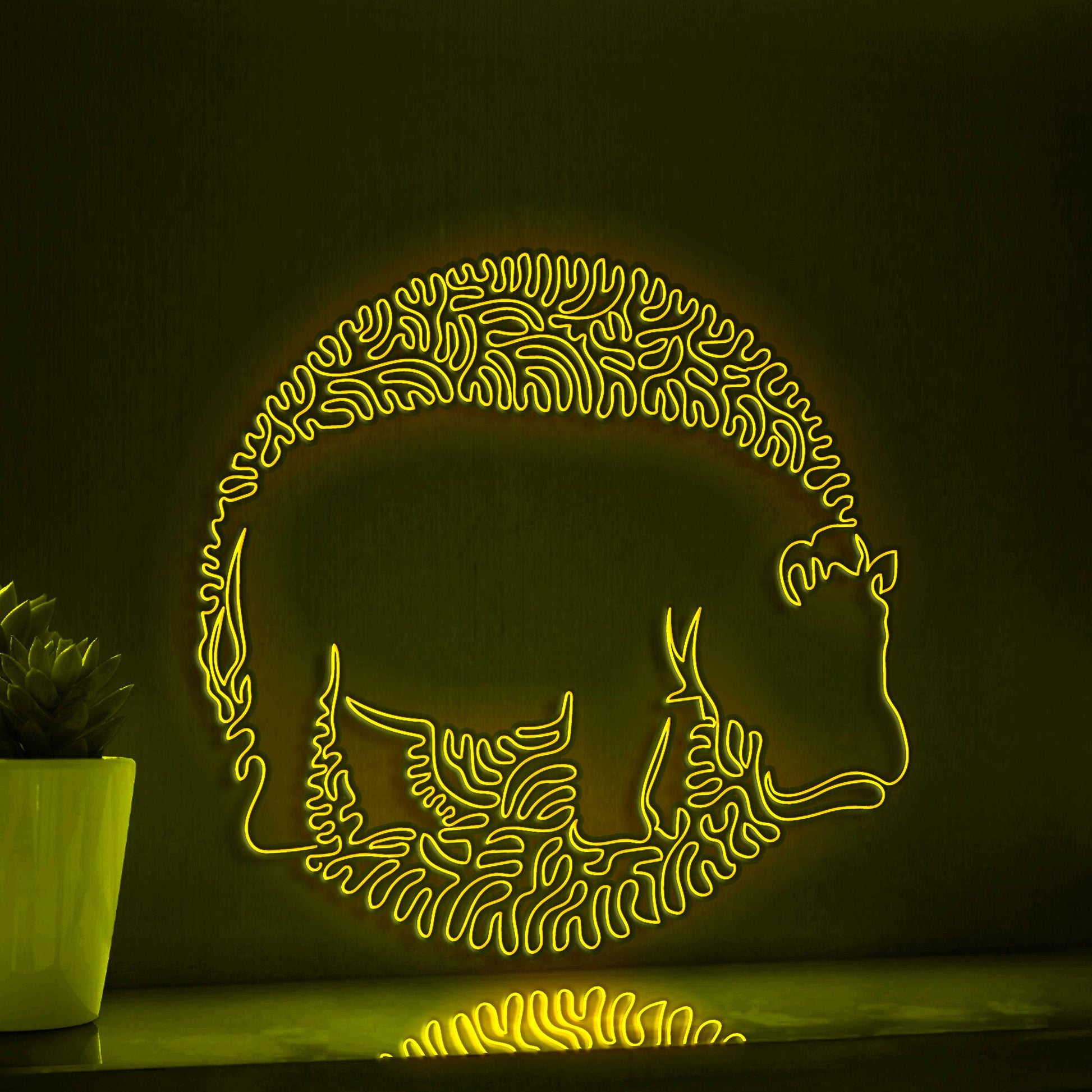 Hippo One Line EL Neon - Grazer Animal Wall Decor - myneonup