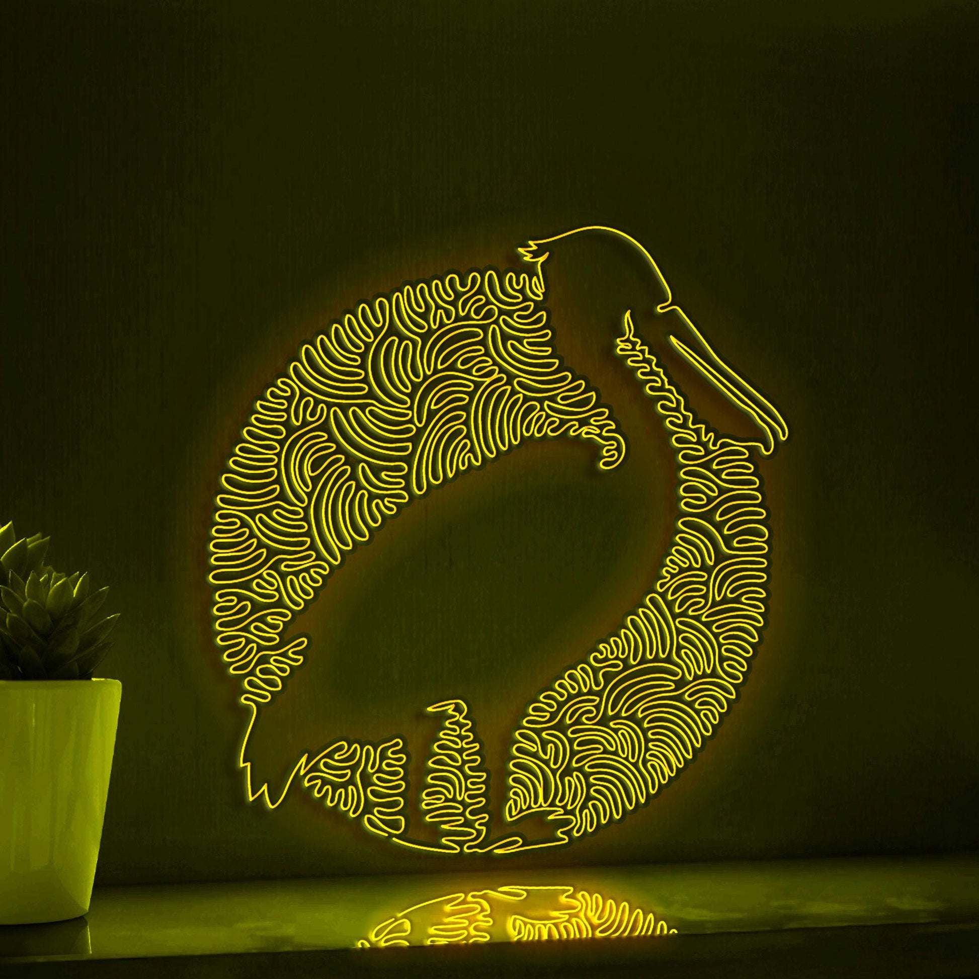 Pelican One Line Neon Sign - Circle Abstract Bird Wall Art Decor - myneonup