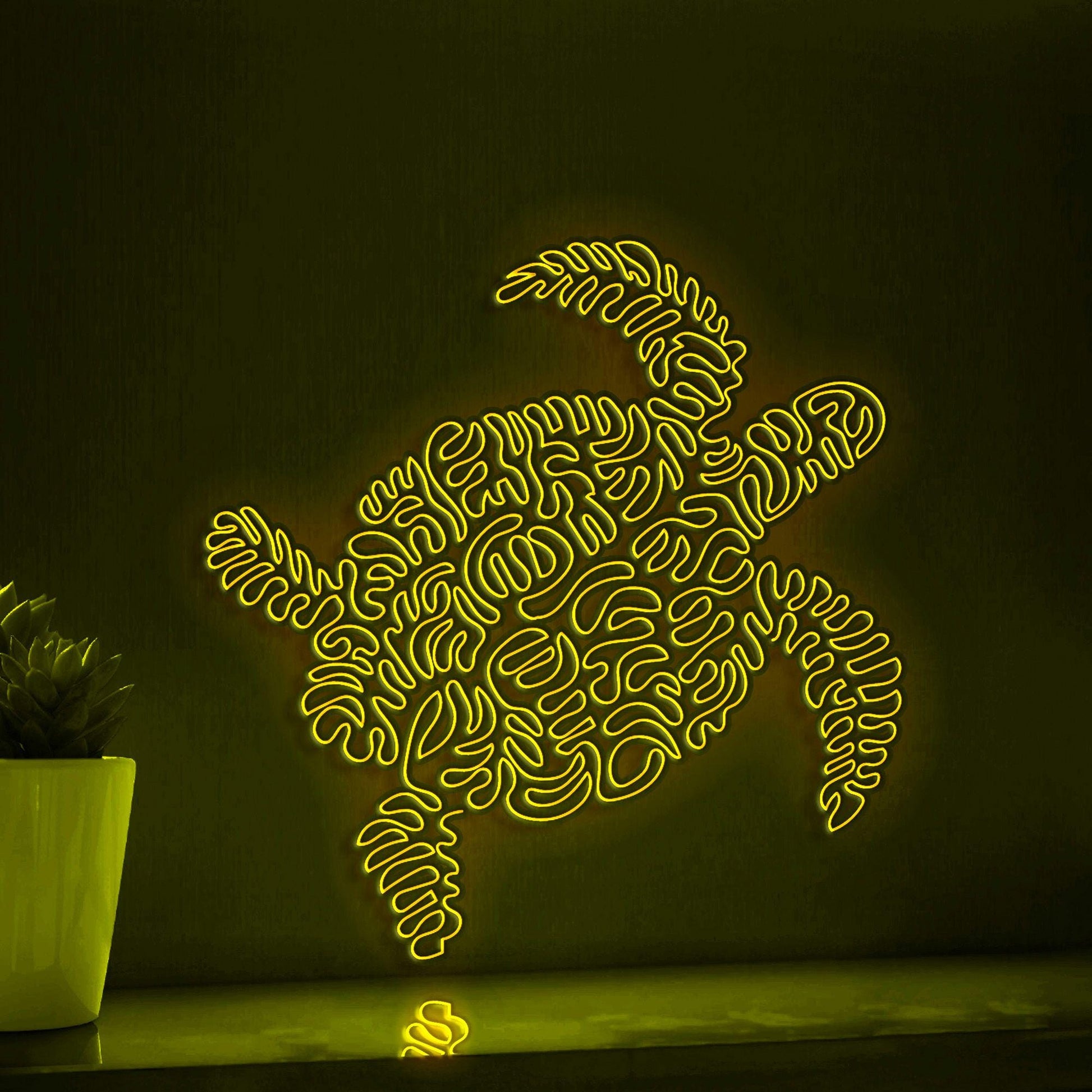 Turtle One Line Art EL Wire Neon Sign - Ocean Minimalist Wall Decor - myneonup