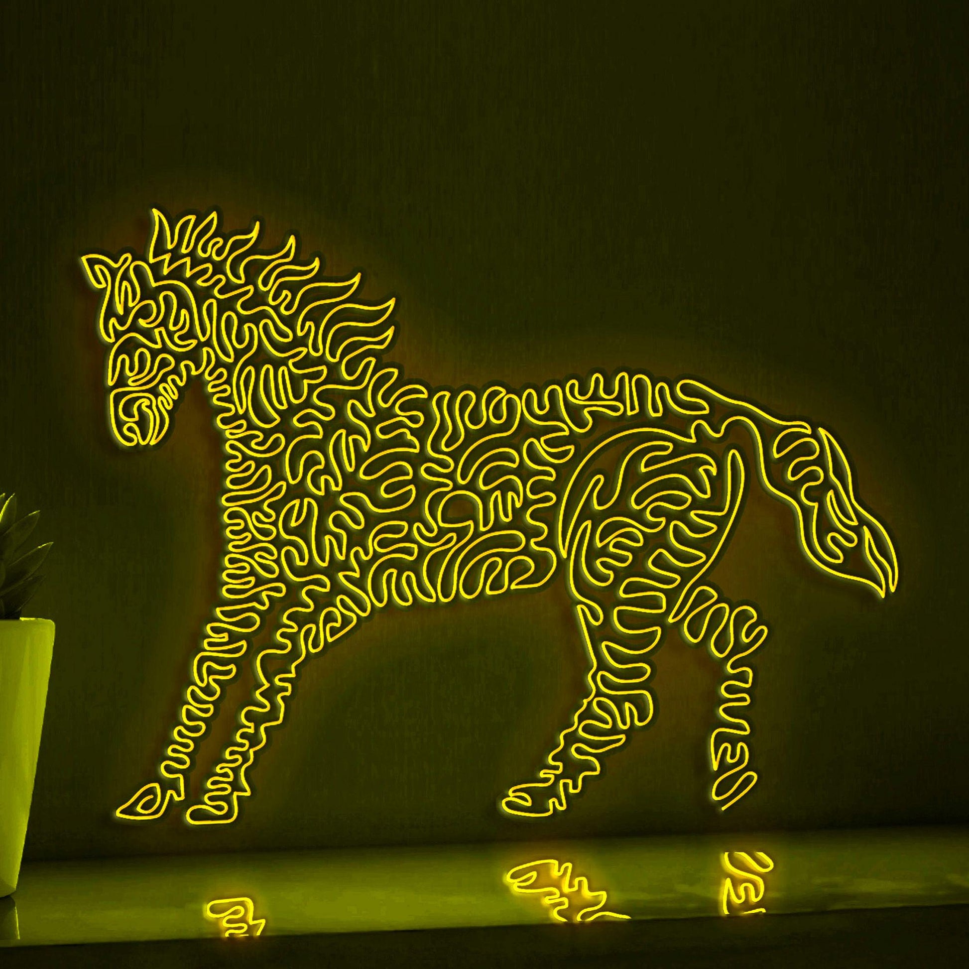Horse One Line EL Neon - Running Stallion Wall Decor - myneonup