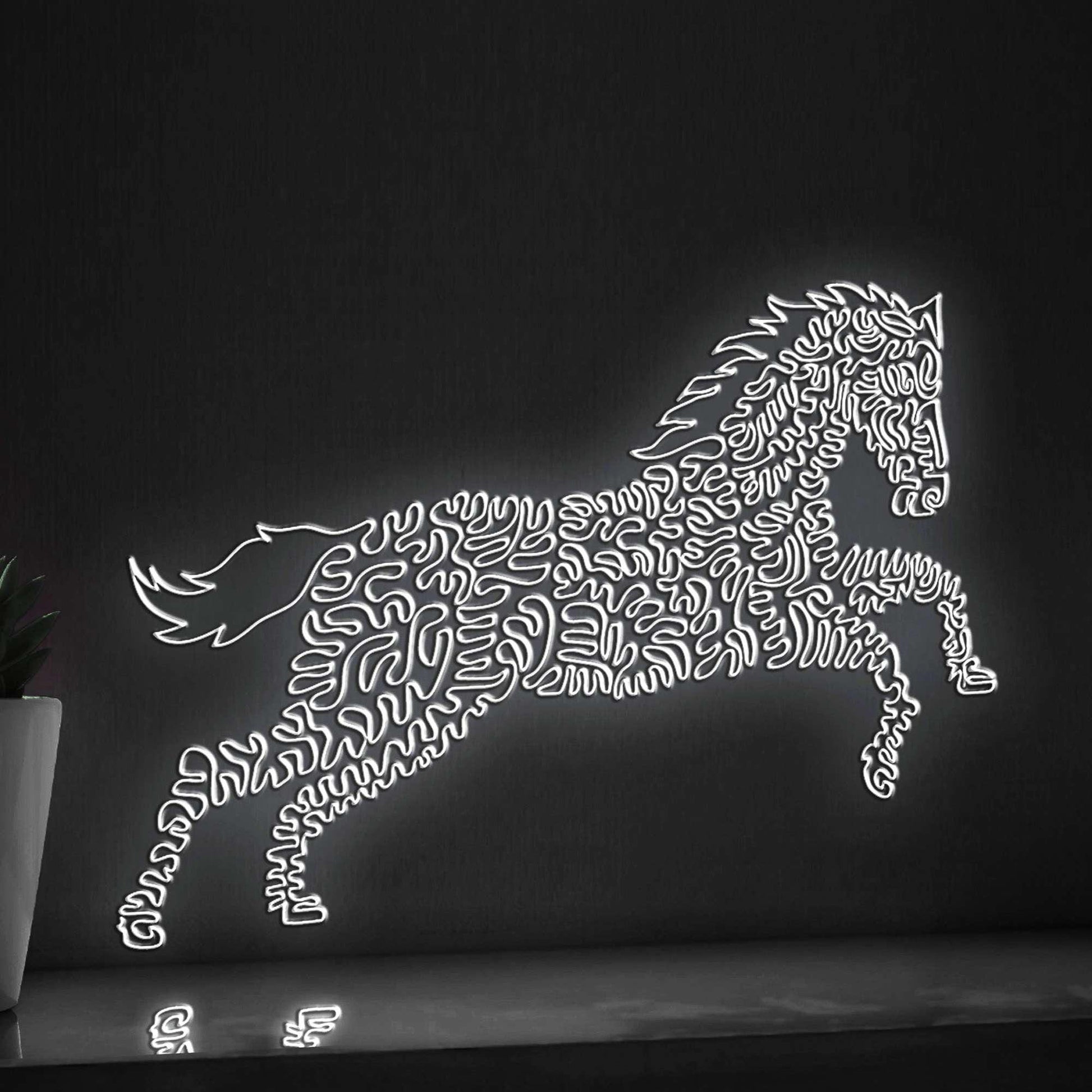 Horse One Line EL Wire Neon Sign - Galloping Equine Wall Art - myneonup