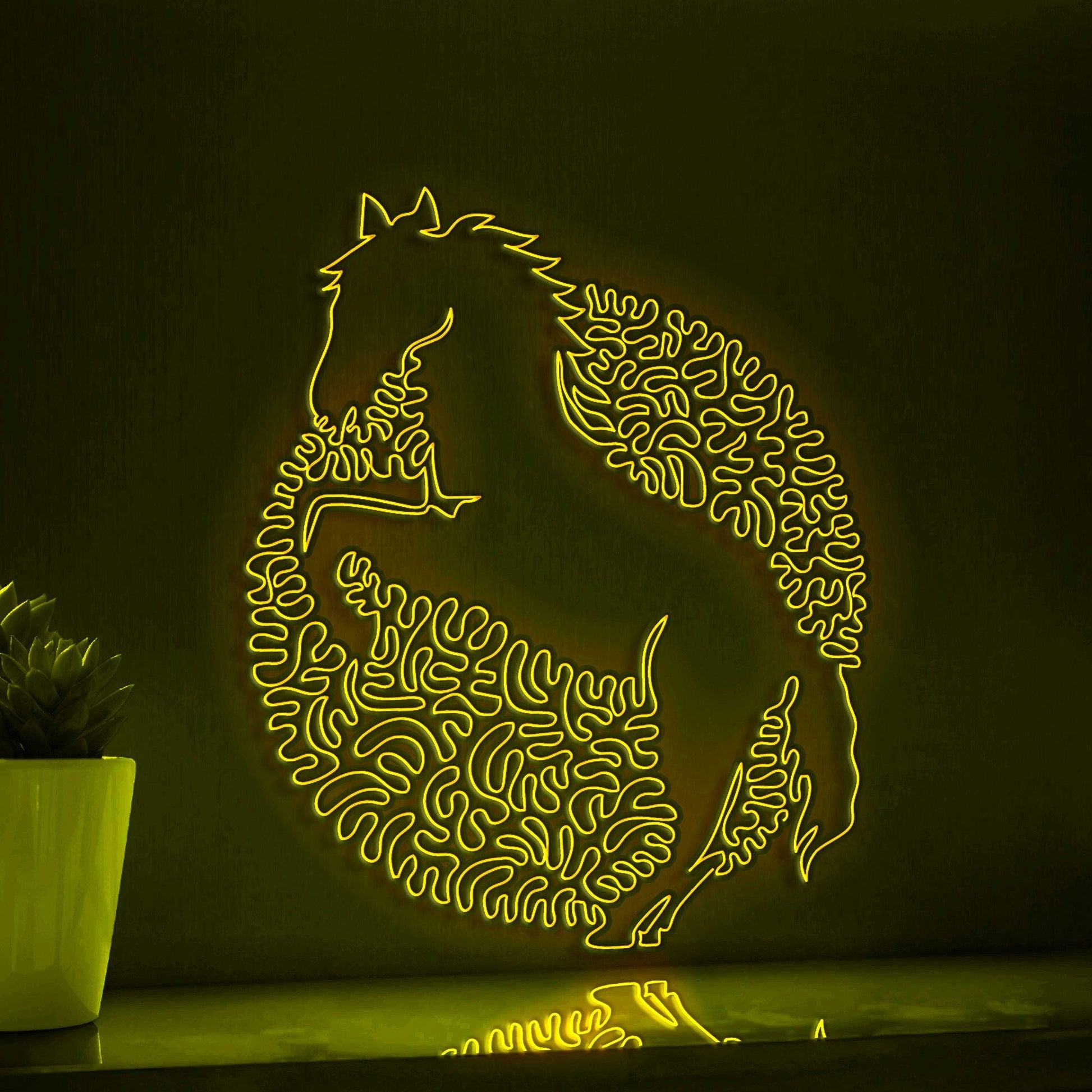 Horse One Line Art EL Wire Neon Sign - Prancing Equine Wall Decor - myneonup
