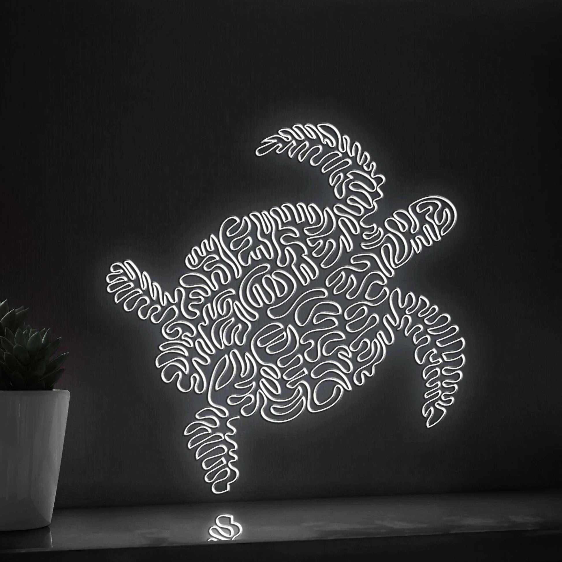 Turtle One Line Art EL Wire Neon Sign - Ocean Minimalist Wall Decor - myneonup
