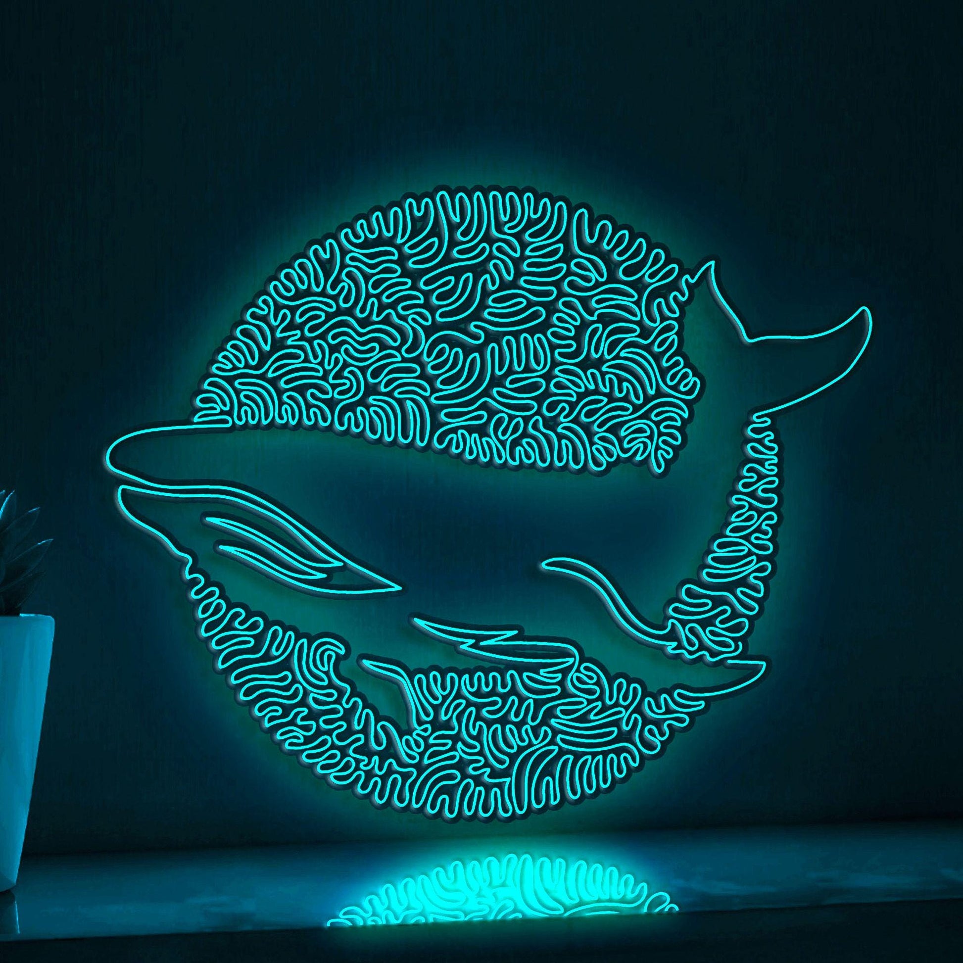 Adorable Whale One Line EL Wire Neon Sign - Sea Animal Wall Art - myneonup