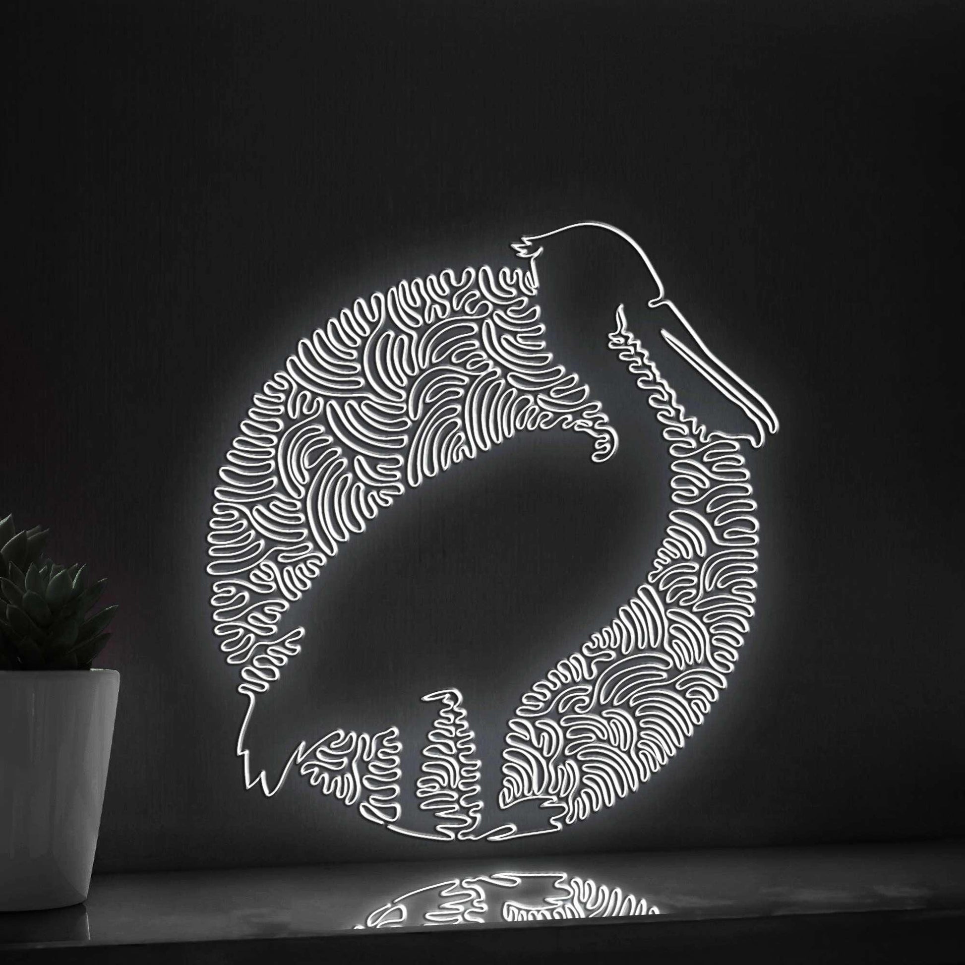 Pelican One Line Neon Sign - Circle Abstract Bird Wall Art Decor - myneonup