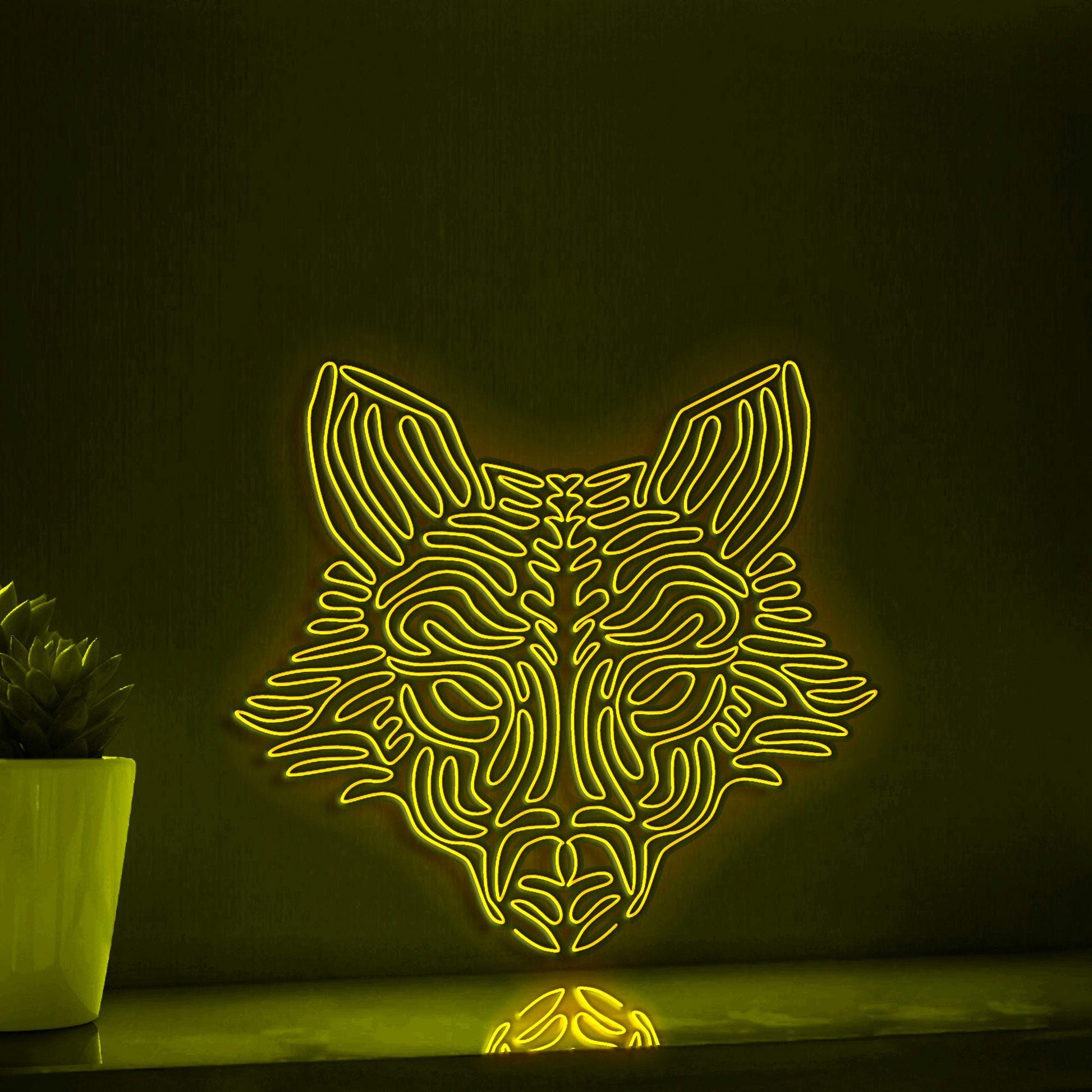 Fox One Line Art EL Wire Neon Sign - Pointed Ears Animal Wall Decor - myneonup