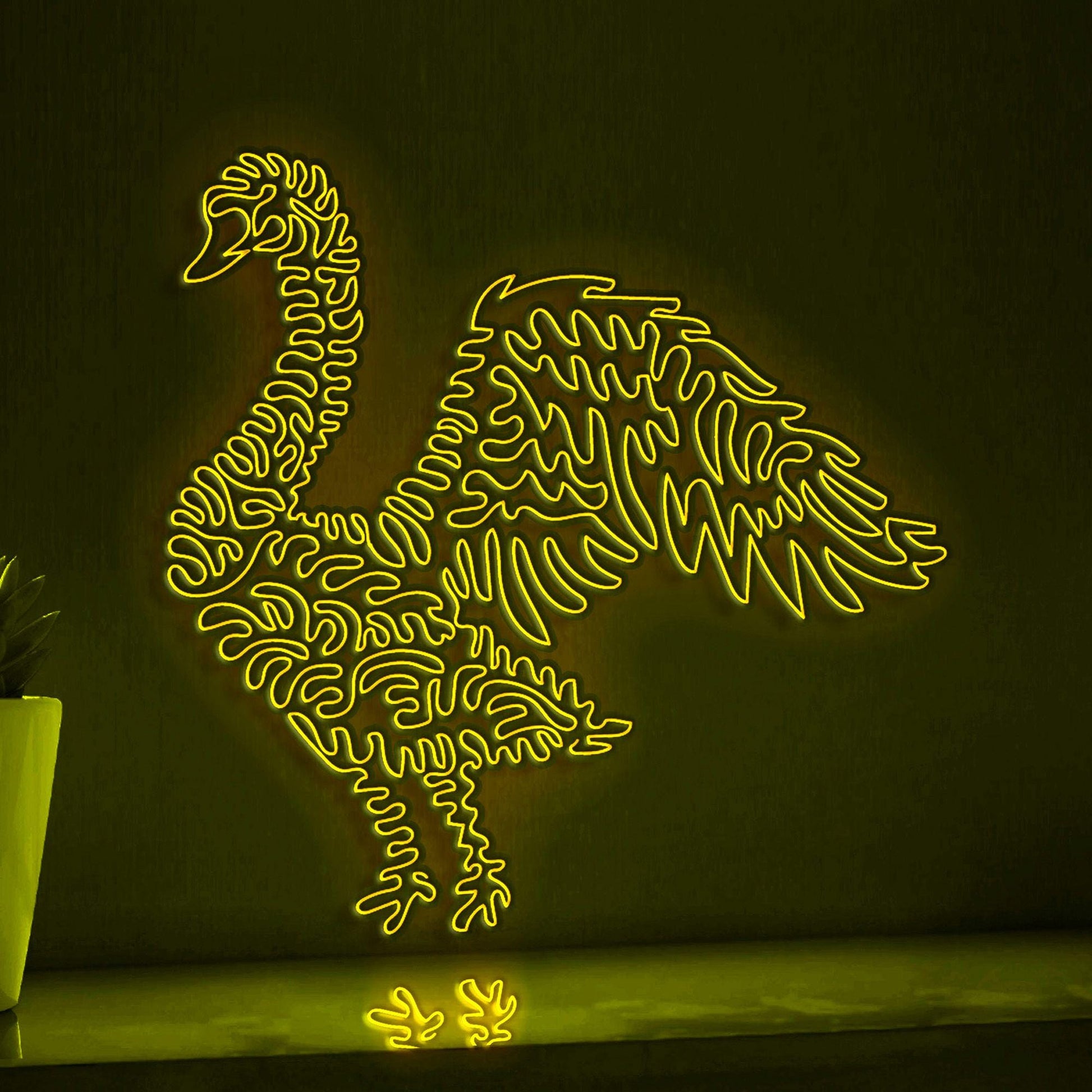 Swan One Line EL Neon - Wingspan Boho Wall Art - myneonup