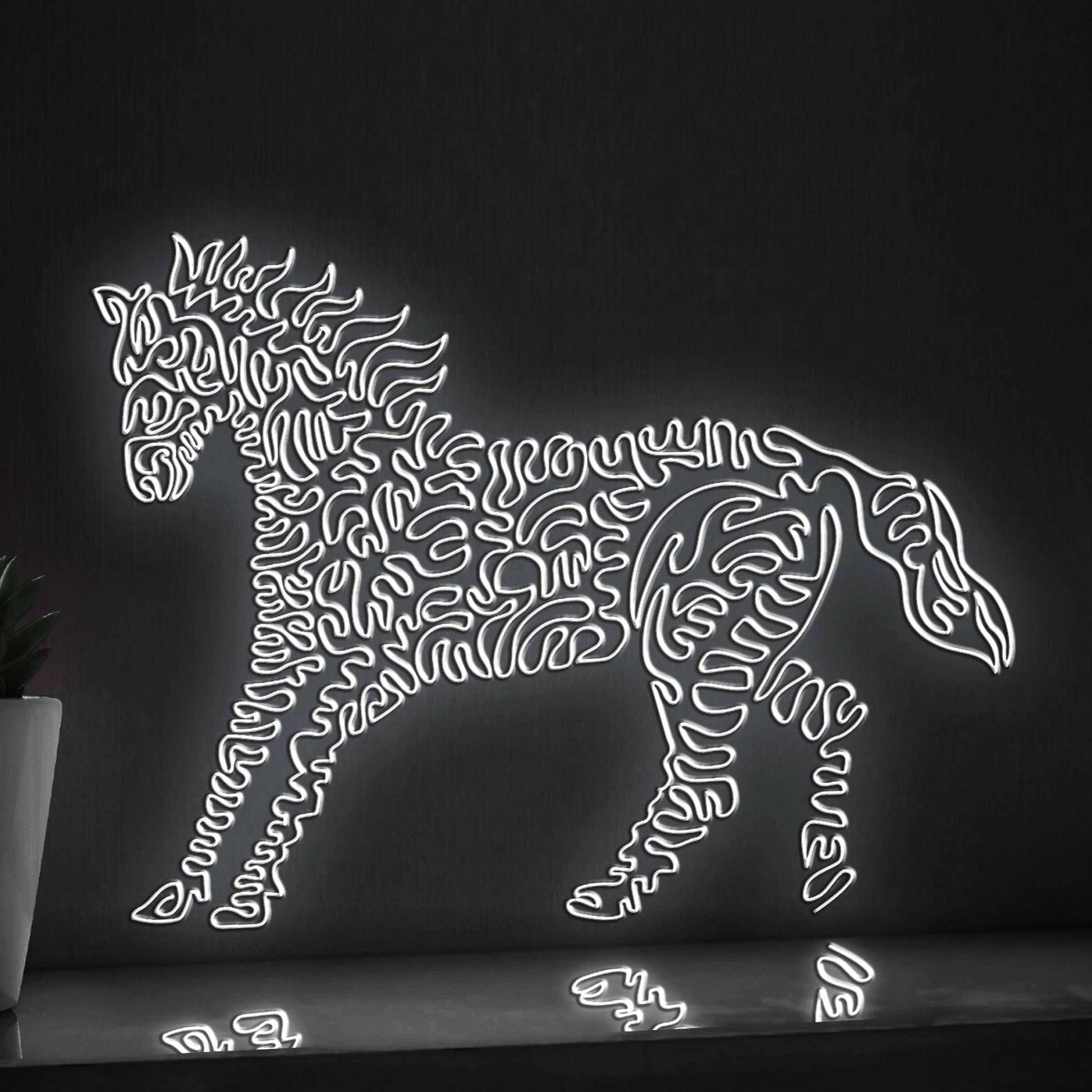Horse One Line EL Neon - Running Stallion Wall Decor - myneonup