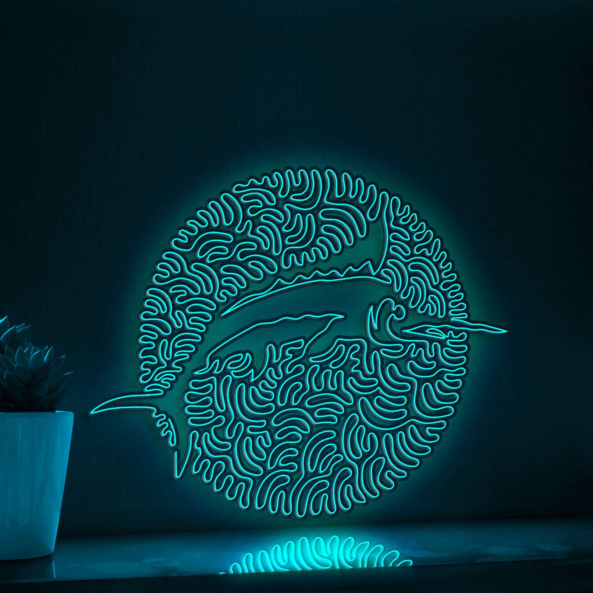 Marlin One Line EL Wire Neon Sign - Ocean Swirl Fish Wall Art - myneonup